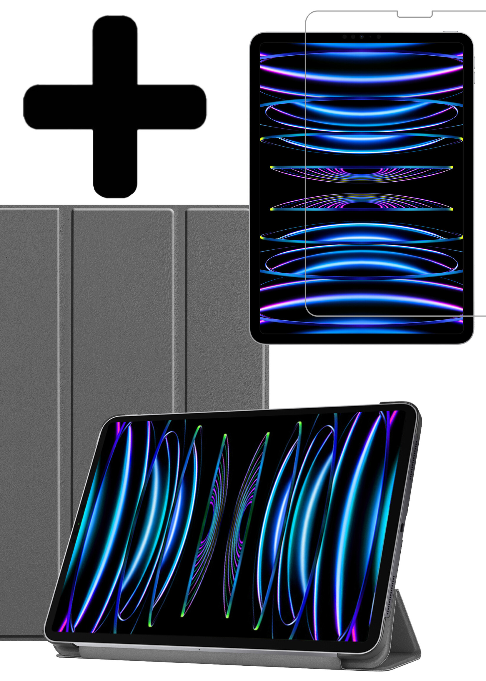 LUQ LUQ iPad Pro 11 inch (2022) Hoesje Met Screenprotector - Grijs