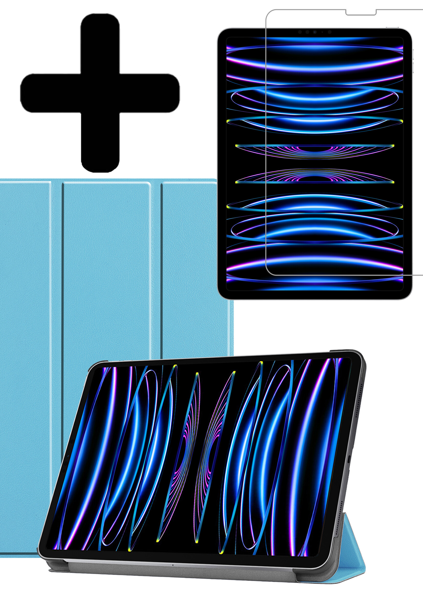 LUQ LUQ iPad Pro 11 inch (2022) Hoesje Met Screenprotector - Lichtblauw
