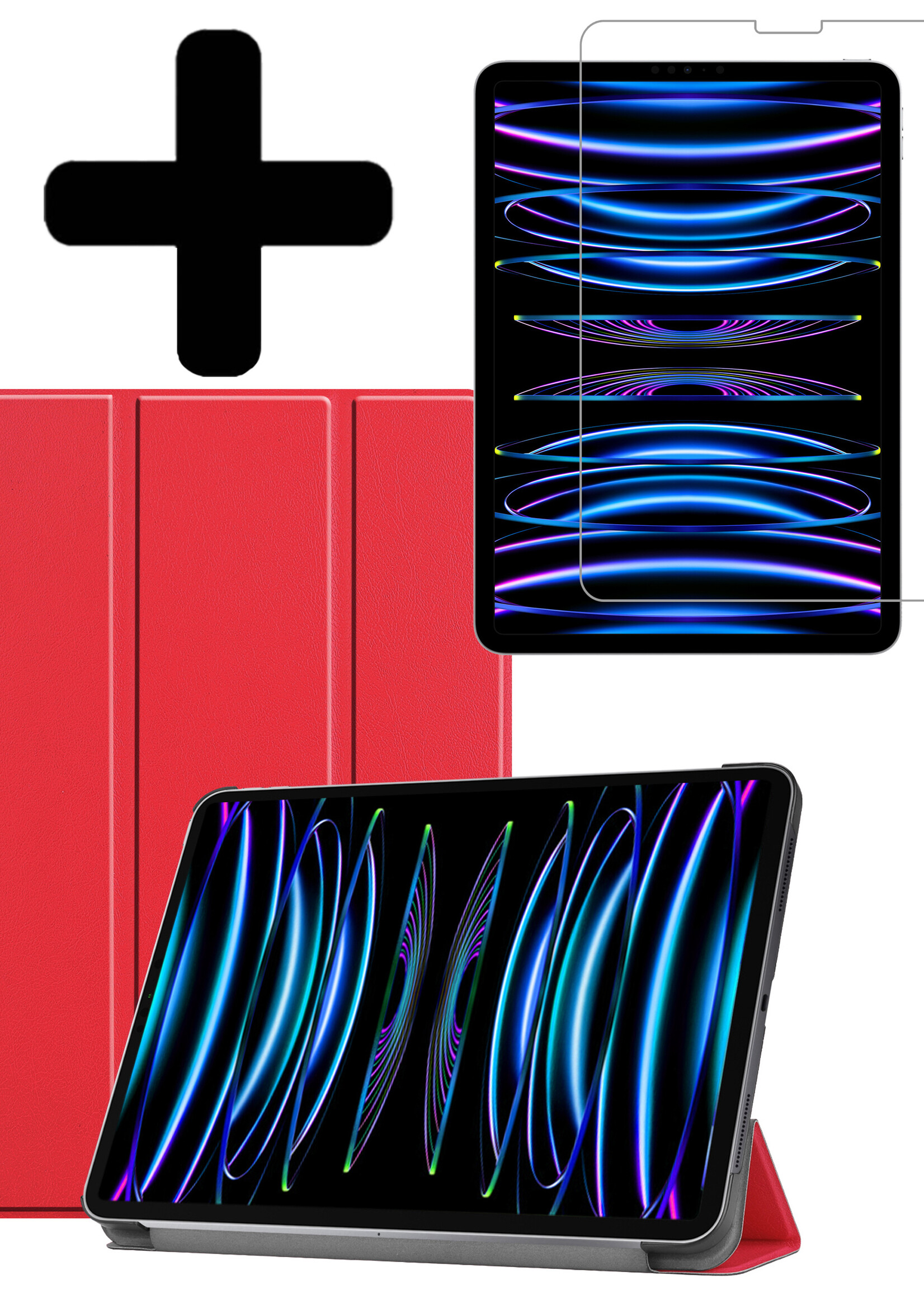 LUQ LUQ iPad Pro 11 inch (2022) Hoesje Met Screenprotector - Rood