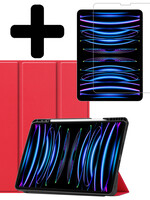 LUQ LUQ iPad Pro 12.9 inch (2022) Hoesje Met Apple Pencilhouder Met Screenprotector - Rood