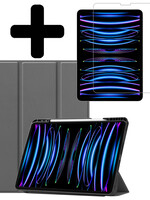 LUQ LUQ iPad Pro 12.9 inch (2022) Hoesje Met Apple Pencilhouder Met Screenprotector - Grijs