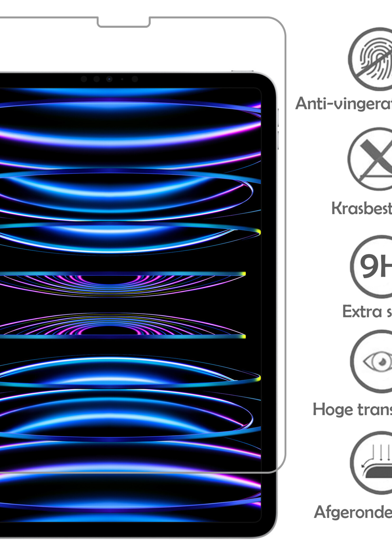 LUQ LUQ iPad Pro 12.9 inch (2022) Hoesje Met Apple Pencilhouder Met Screenprotector - Donkergroen