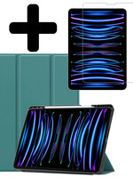 LUQ LUQ iPad Pro 12.9 inch (2022) Hoesje Met Apple Pencilhouder Met Screenprotector - Donkergroen