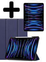 LUQ LUQ iPad Pro 12.9 inch (2022) Hoesje Met Apple Pencilhouder Met Screenprotector - Donkerblauw