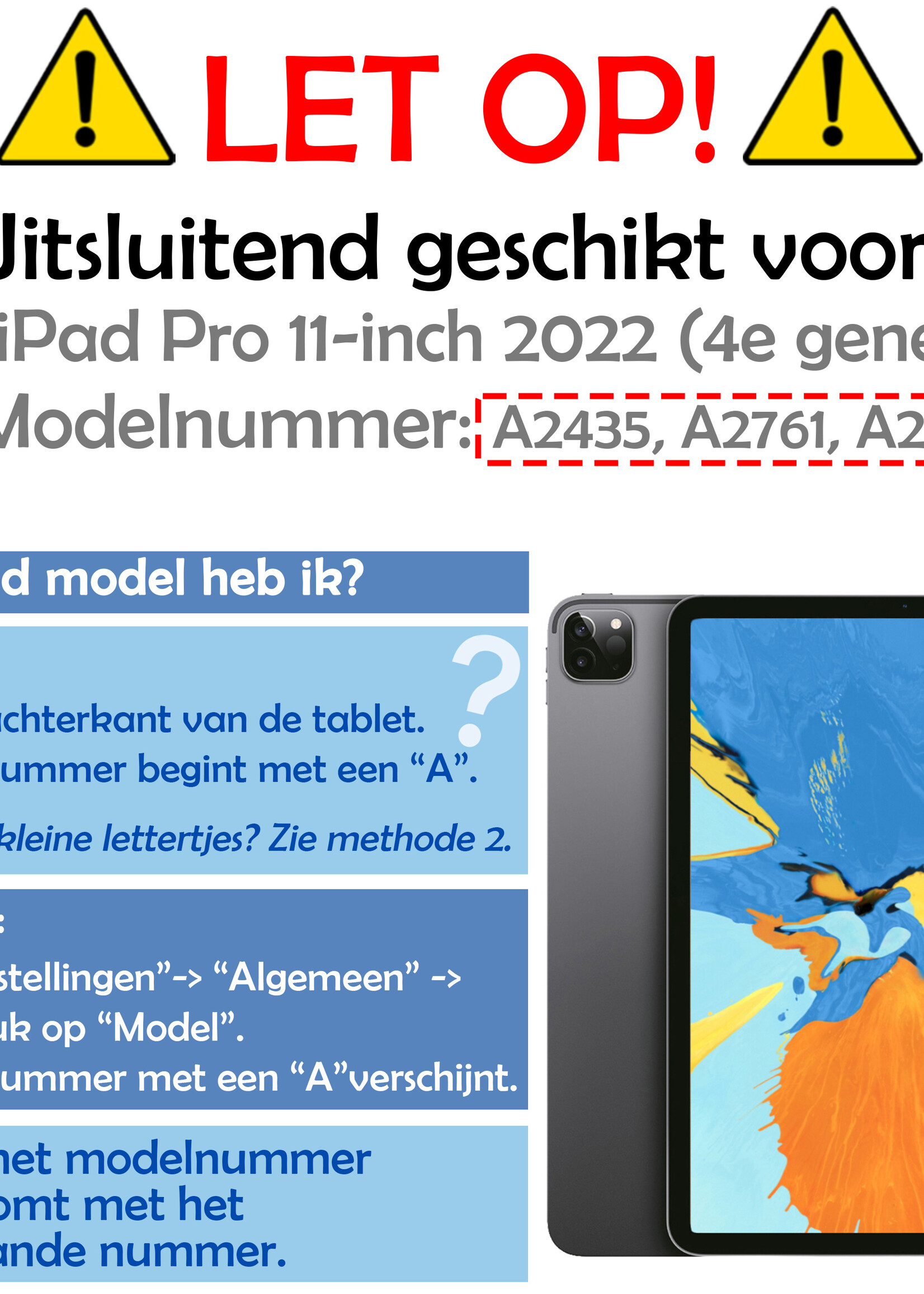 LUQ LUQ iPad Pro 11 inch (2022) Kinderhoes Met 2x Screenprotector - Zwart