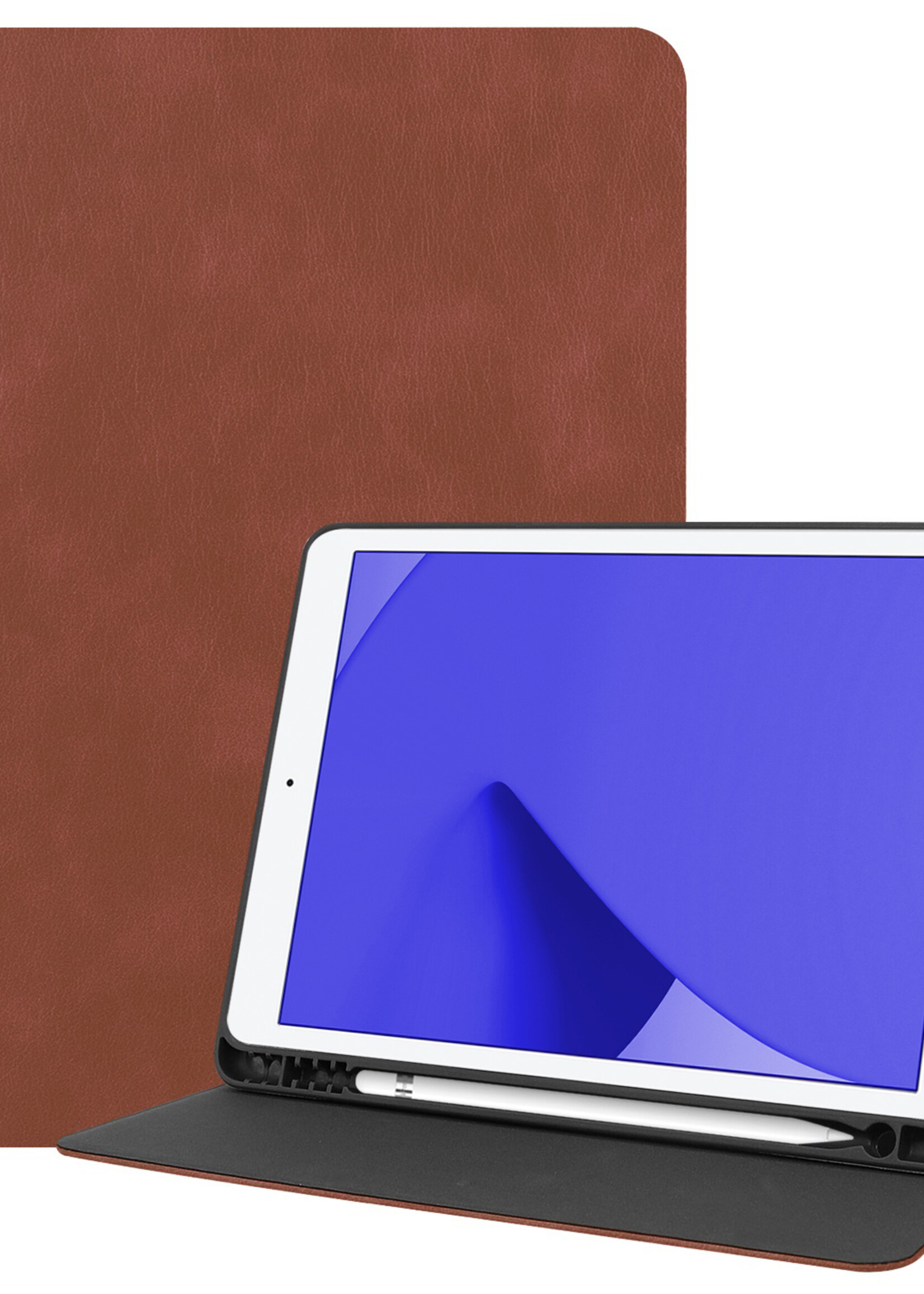 LUQ Hoes Geschikt voor iPad 10.2 2021 Hoes Luxe Hoesje Book Case Cover Met Uitsparing Geschikt voor Apple Pencil - Hoesje Geschikt voor iPad 9 Hoesje Bookcase - Bruin