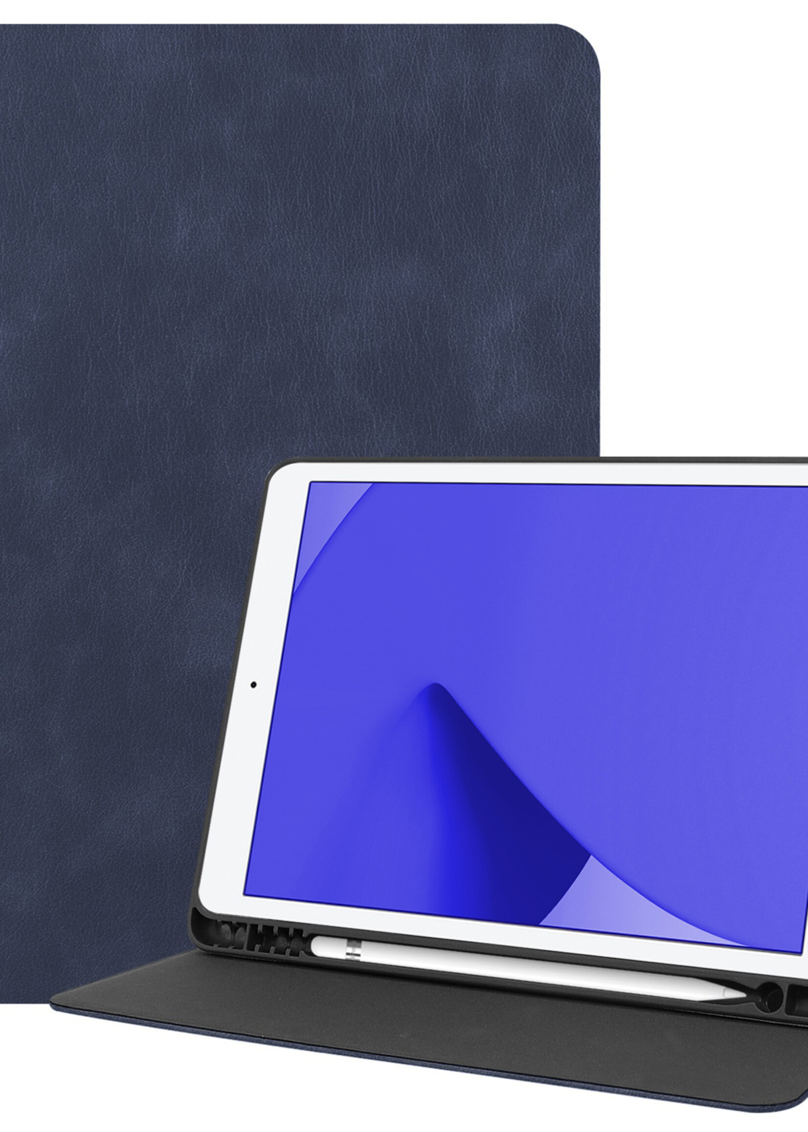 LUQ Hoes Geschikt voor iPad 10.2 2021 Hoes Luxe Hoesje Book Case Cover Met Uitsparing Geschikt voor Apple Pencil - Hoesje Geschikt voor iPad 9 Hoesje Bookcase - Donkerblauw