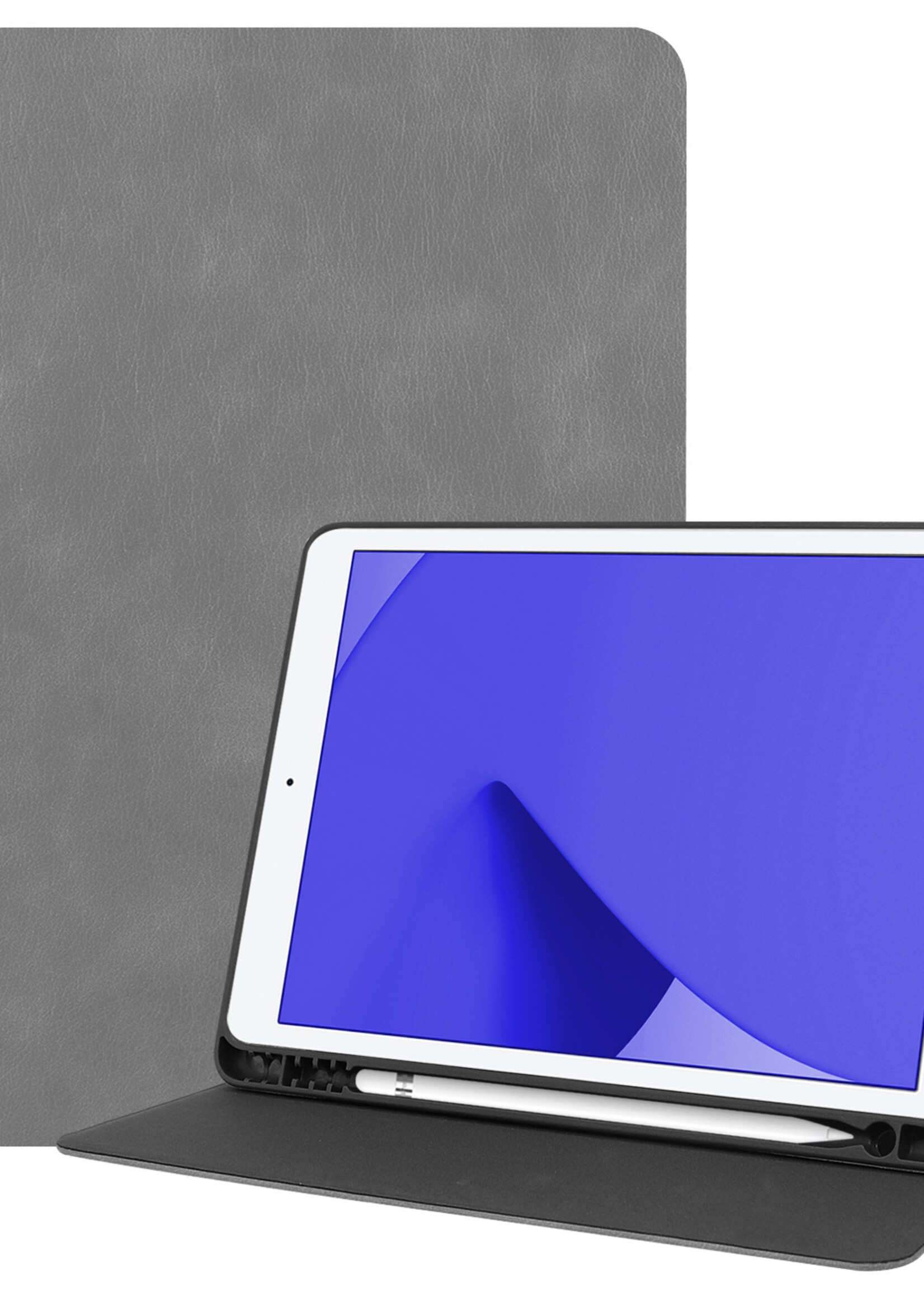 LUQ Hoes Geschikt voor iPad 10.2 2021 Hoes Luxe Hoesje Book Case Cover Met Uitsparing Geschikt voor Apple Pencil - Hoesje Geschikt voor iPad 9 Hoesje Bookcase - Grijs