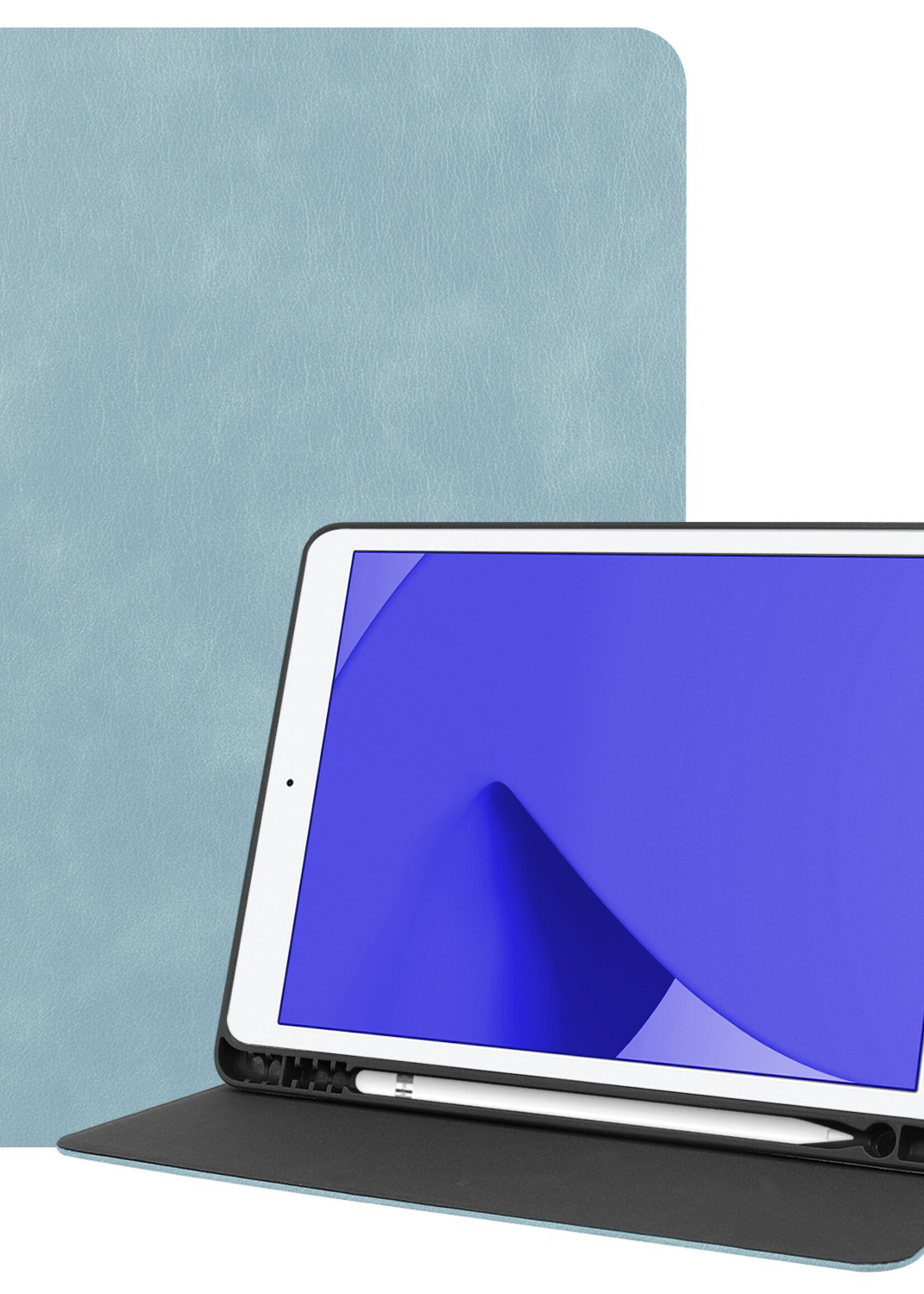 LUQ Hoes Geschikt voor iPad 10.2 2021 Hoes Luxe Hoesje Book Case Cover Met Uitsparing Geschikt voor Apple Pencil - Hoesje Geschikt voor iPad 9 Hoesje Bookcase - Lichtblauw