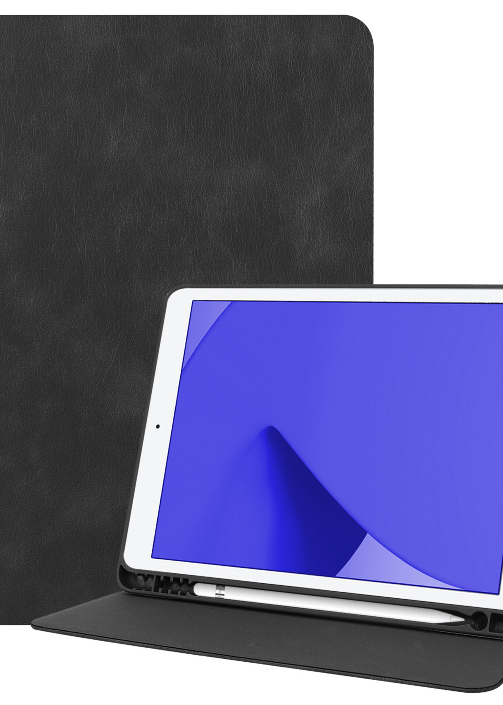 LUQ Hoes Geschikt voor iPad 10.2 2021 Hoes Luxe Hoesje Book Case Cover Met Uitsparing Geschikt voor Apple Pencil - Hoesje Geschikt voor iPad 9 Hoesje Bookcase - Zwart