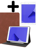 LUQ LUQ Luxe Lederen iPad 10.2 2021 Hoes En Screenprotector - Bruin
