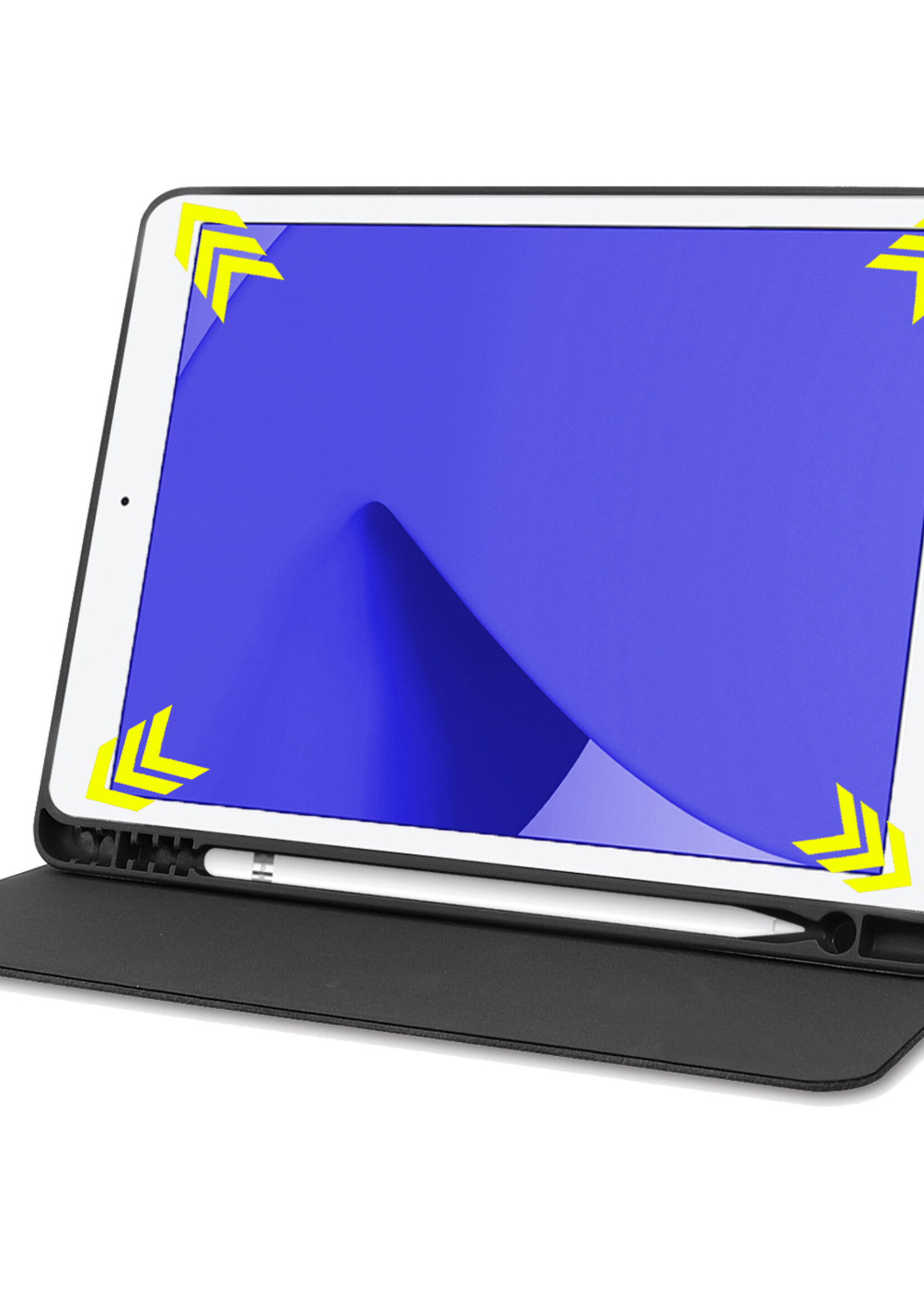LUQ Hoes Geschikt voor iPad 10.2 2021 Hoes Luxe Hoesje Book Case Cover Met Uitsparing Geschikt voor Apple Pencil Met Screenprotector - Hoesje Geschikt voor iPad 9 Hoesje Bookcase - Donkerblauw