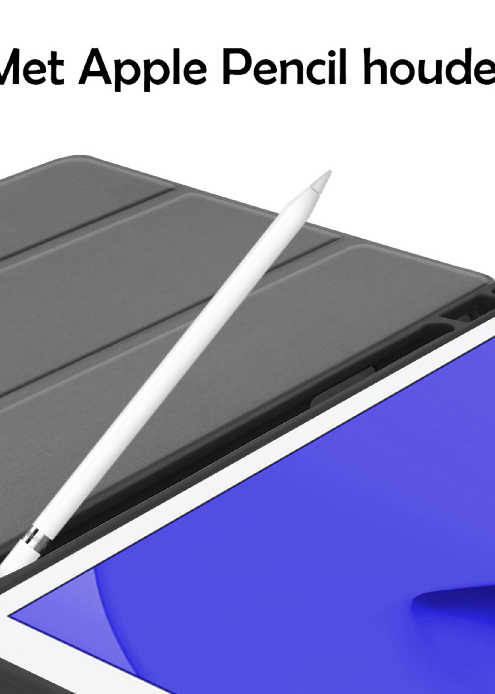 LUQ Hoes Geschikt voor iPad 10.2 2021 Hoes Luxe Hoesje Book Case Cover Met Uitsparing Geschikt voor Apple Pencil Met Screenprotector - Hoesje Geschikt voor iPad 9 Hoesje Bookcase - Lichtblauw