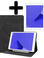 LUQ LUQ Luxe Lederen iPad 10.2 2021 Hoes En Screenprotector - Zwart