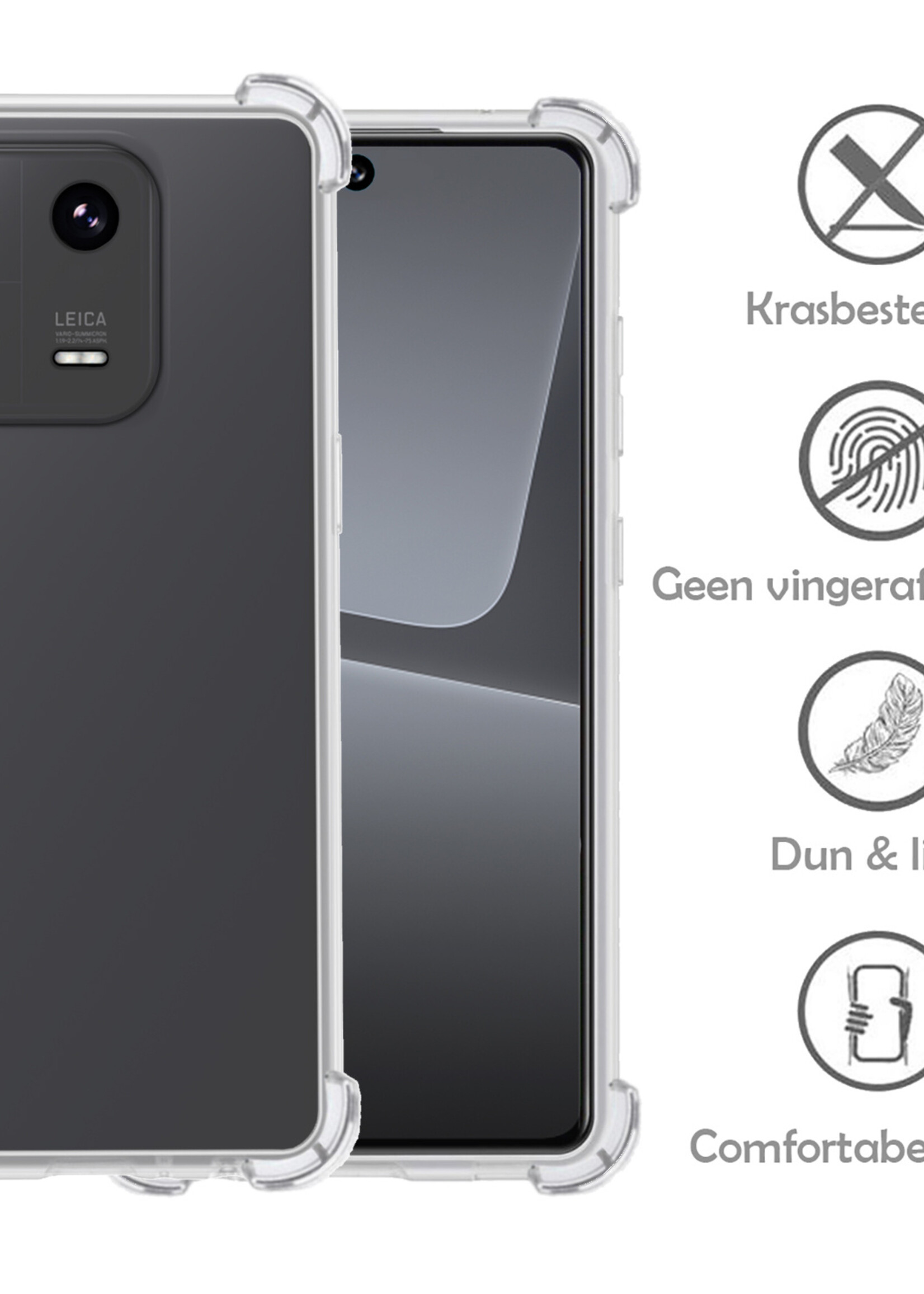 LUQ Hoesje Geschikt voor Xiaomi 13 Hoesje Shockproof Case Siliconen - Hoes Geschikt voor Xiaomi 13 Hoes Cover Siliconen - Transparant