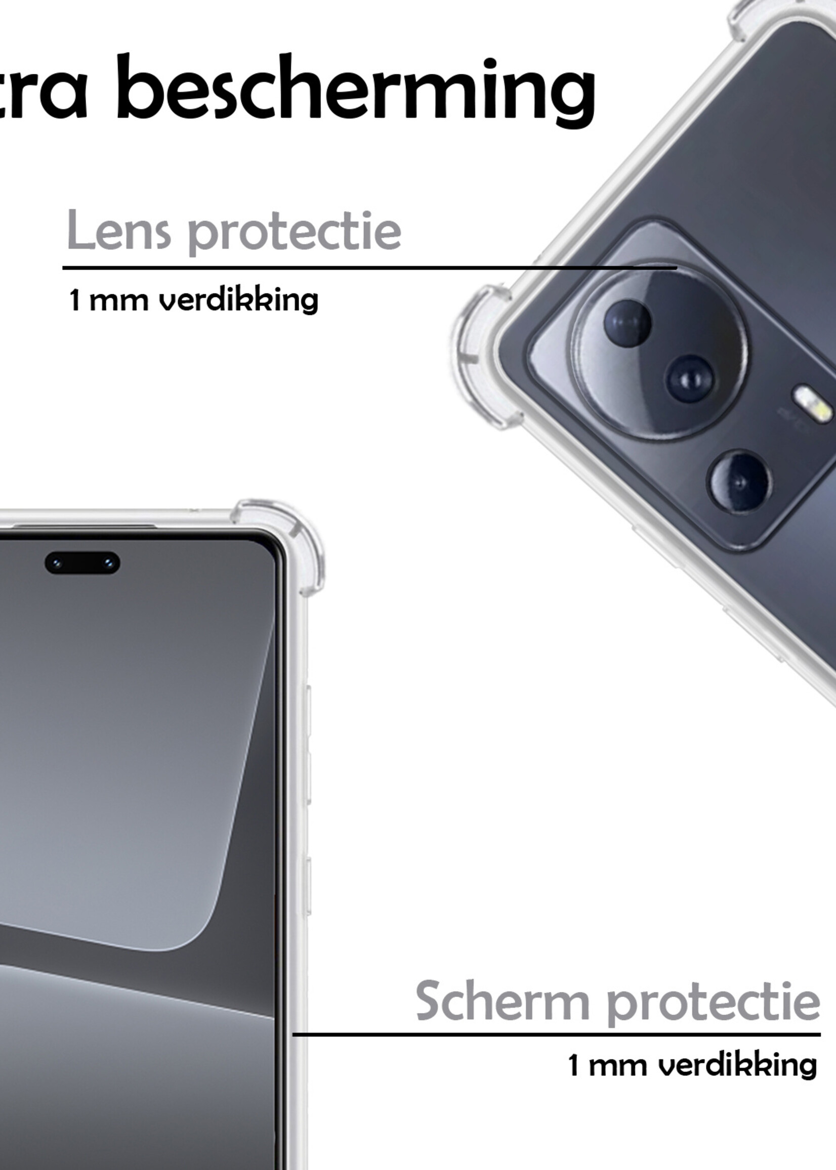 LUQ Hoesje Geschikt voor Xiaomi 13 Lite Hoesje Shockproof Case Siliconen - Hoes Geschikt voor Xiaomi 13 Lite Hoes Cover Siliconen - Transparant