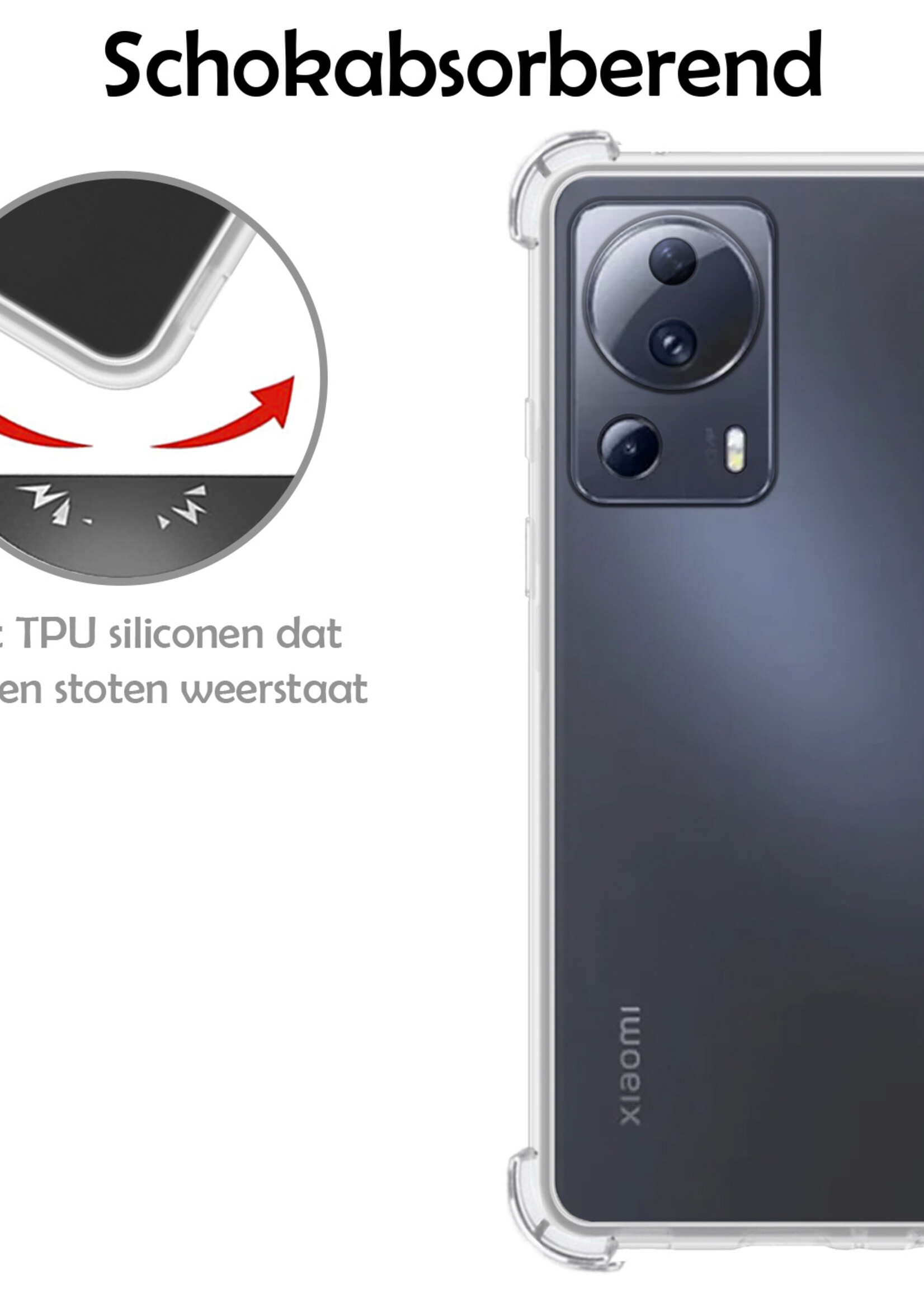 LUQ Hoesje Geschikt voor Xiaomi 13 Lite Hoesje Shockproof Case Siliconen - Hoes Geschikt voor Xiaomi 13 Lite Hoes Cover Siliconen - Transparant - 2 Stuks