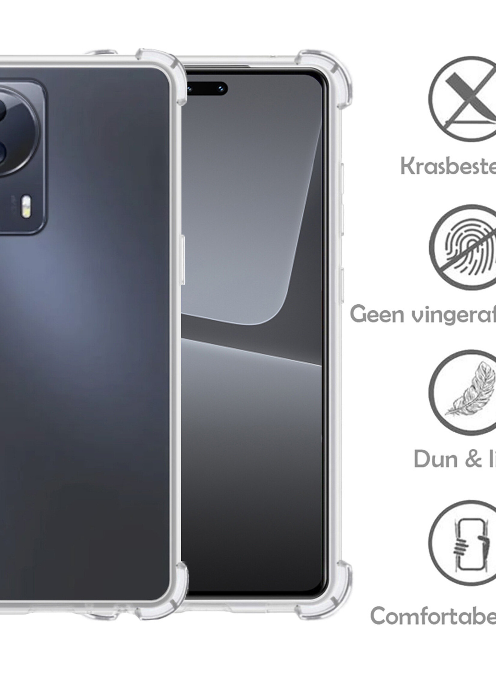 LUQ Hoesje Geschikt voor Xiaomi 13 Lite Hoesje Shockproof Case Siliconen Met Screenprotector - Hoes Geschikt voor Xiaomi 13 Lite Hoes Cover Siliconen - Transparant