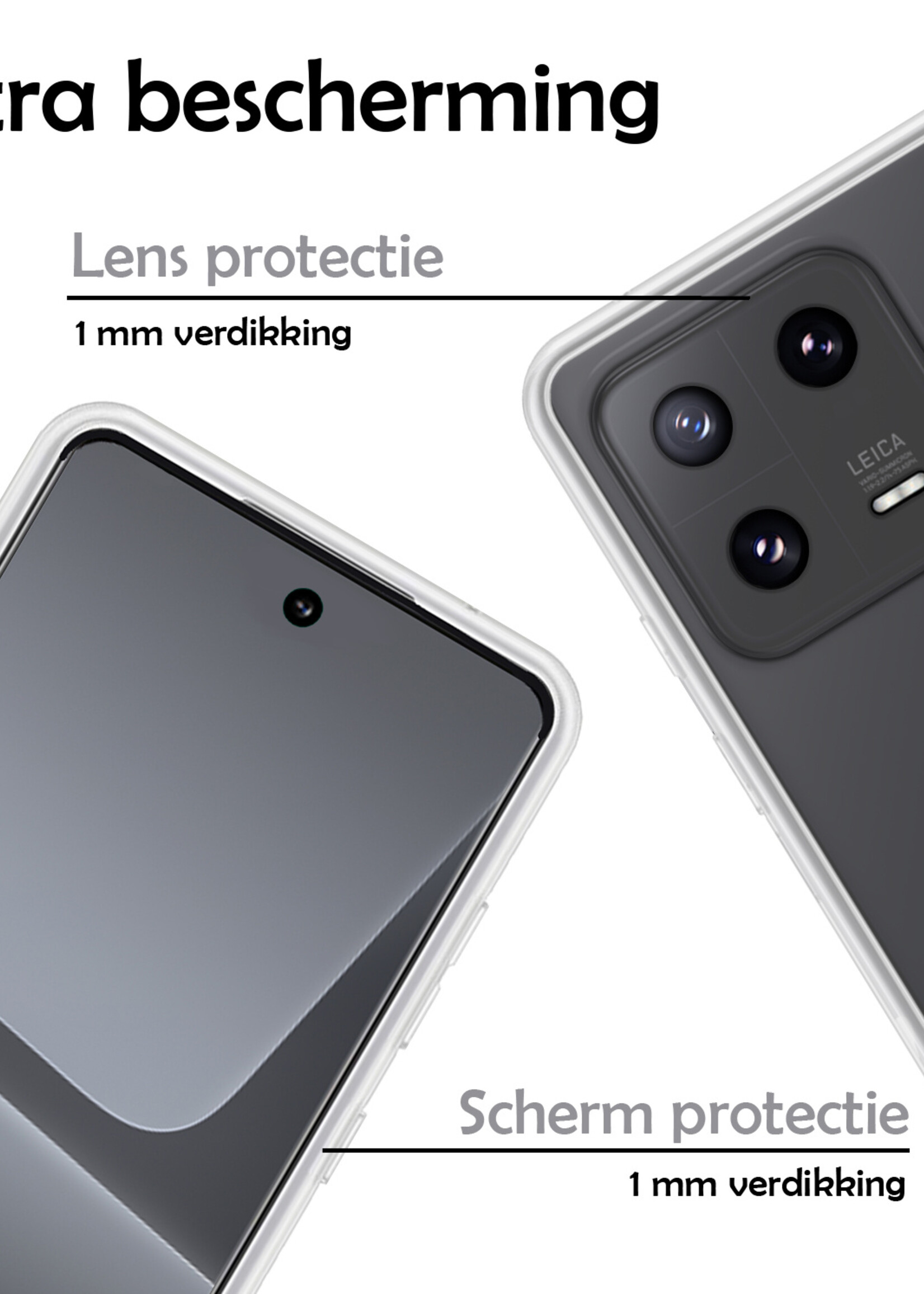 LUQ Hoesje Geschikt voor Xiaomi 13 Hoesje Siliconen Case Met Screenprotector - Hoes Geschikt voor Xiaomi 13 Hoes Siliconen - Transparant