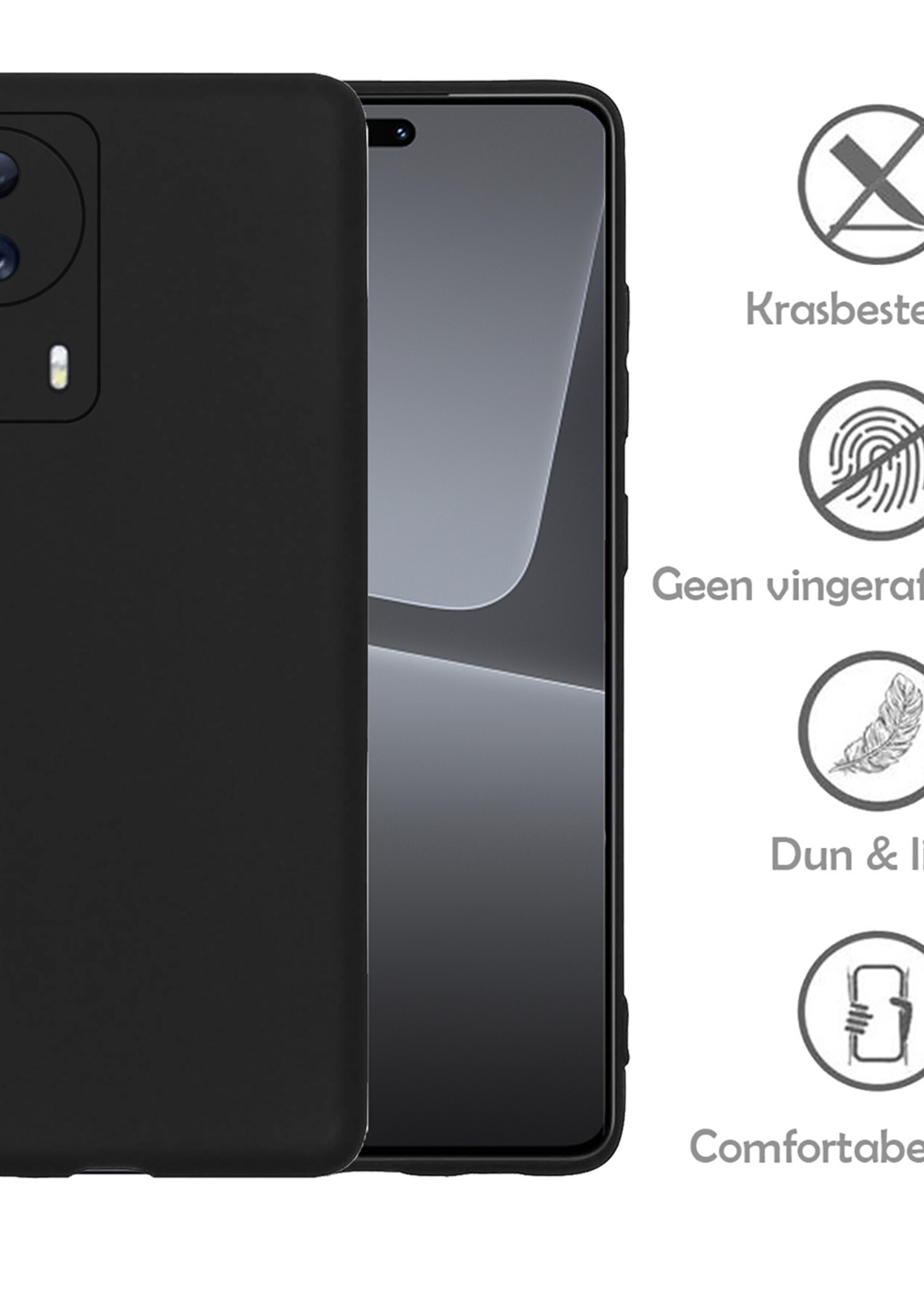 LUQ Hoesje Geschikt voor Xiaomi 13 Lite Hoesje Siliconen Case - Hoes Geschikt voor Xiaomi 13 Lite Hoes Siliconen - Zwart