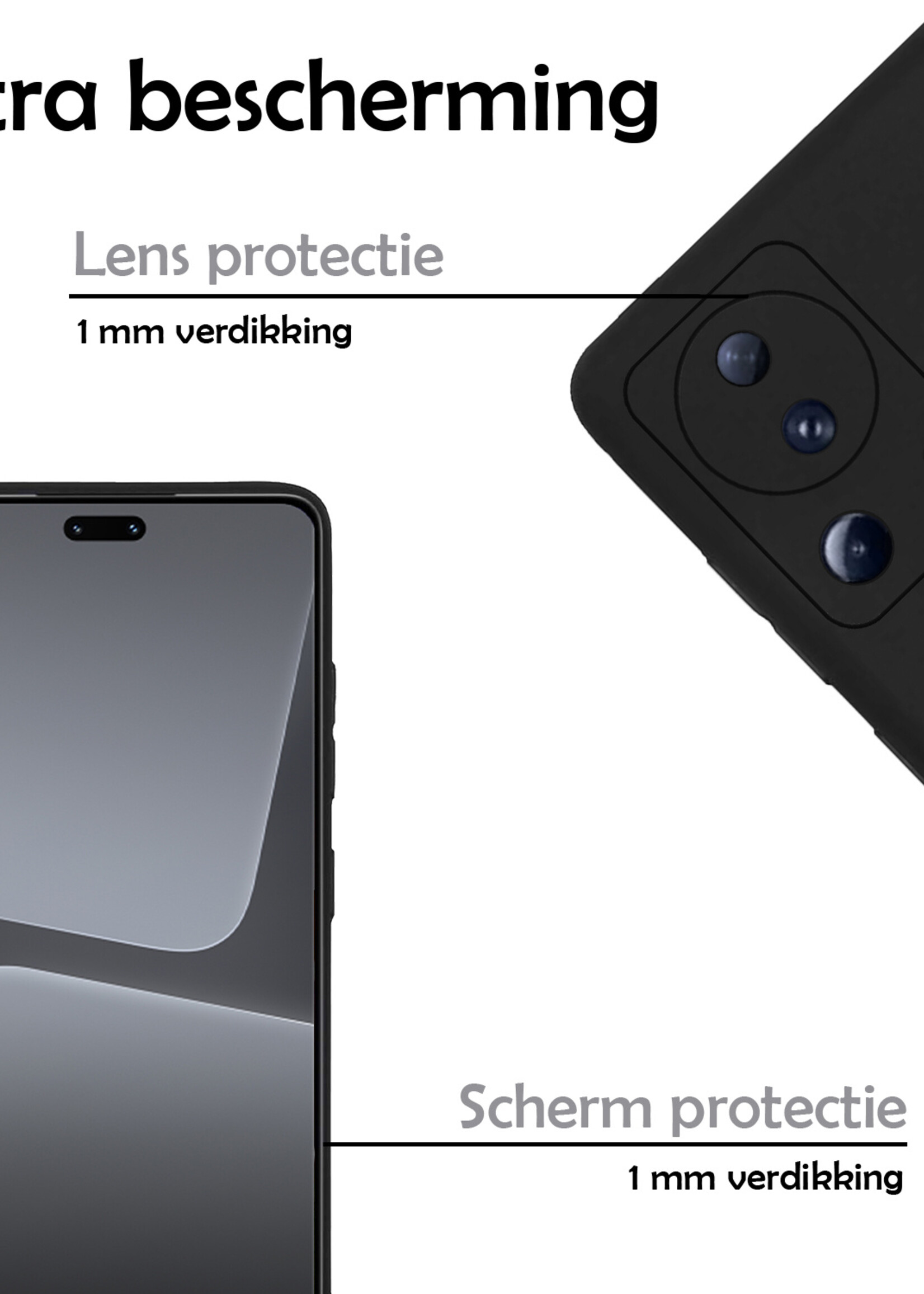 LUQ Hoesje Geschikt voor Xiaomi 13 Lite Hoesje Siliconen Case Met Screenprotector - Hoes Geschikt voor Xiaomi 13 Lite Hoes Siliconen - Zwart