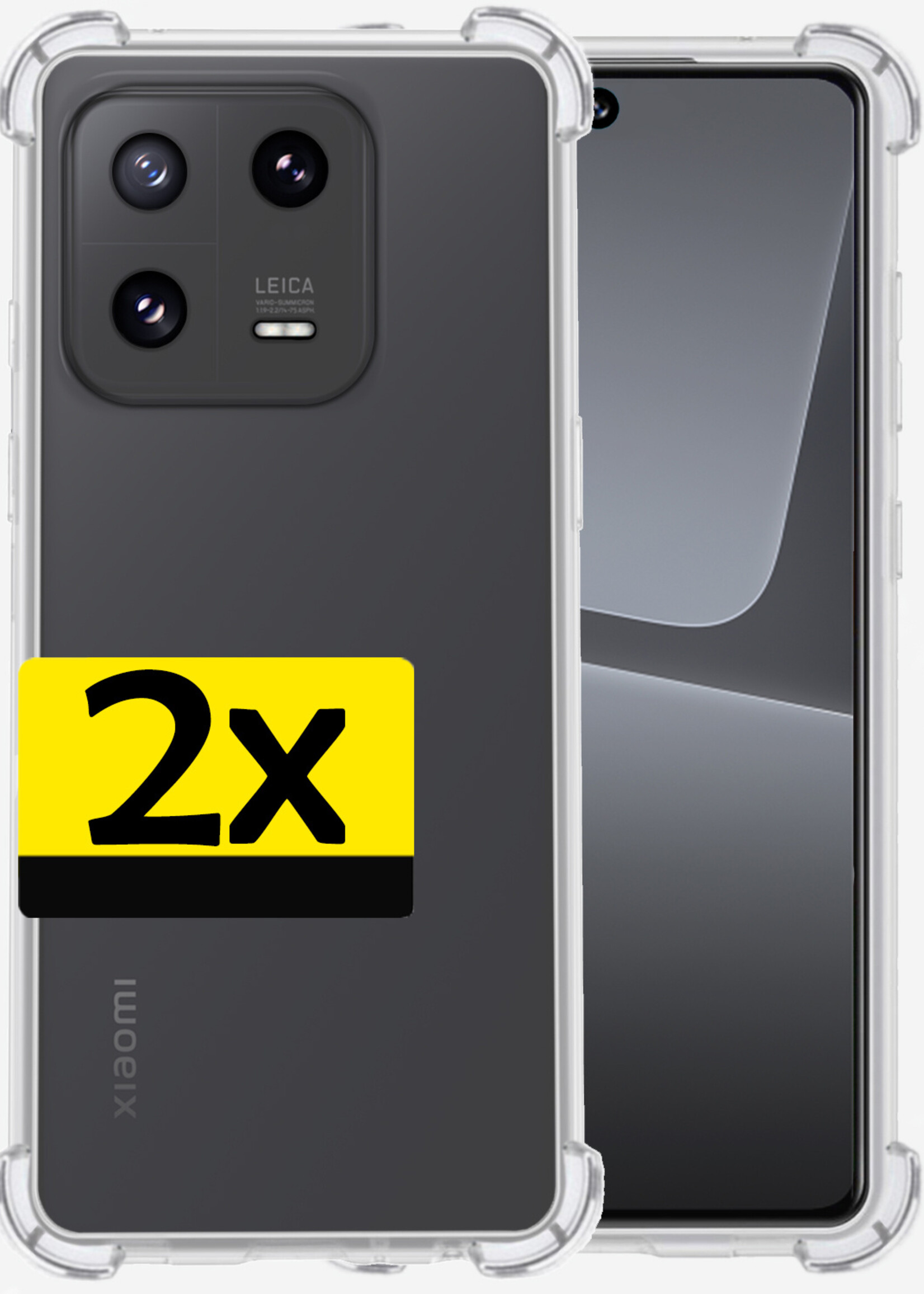 LUQ Hoesje Geschikt voor Xiaomi 13 Pro Hoesje Shockproof Case Siliconen - Hoes Geschikt voor Xiaomi 13 Pro Hoes Cover Siliconen - Transparant - 2 Stuks