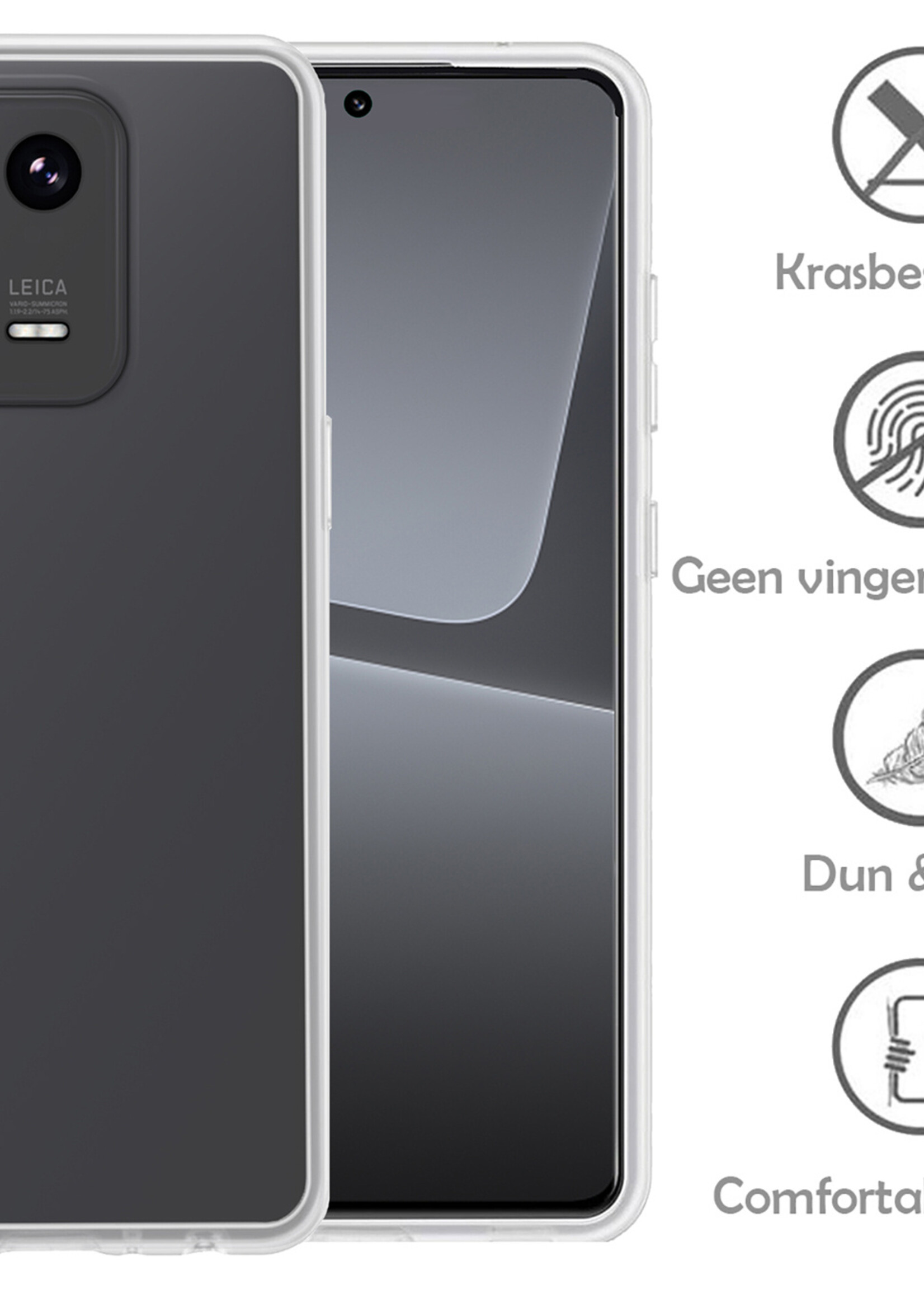 LUQ Hoesje Geschikt voor Xiaomi 13 Pro Hoesje Siliconen Case - Hoes Geschikt voor Xiaomi 13 Pro Hoes Siliconen - Transparant - 2 Stuks