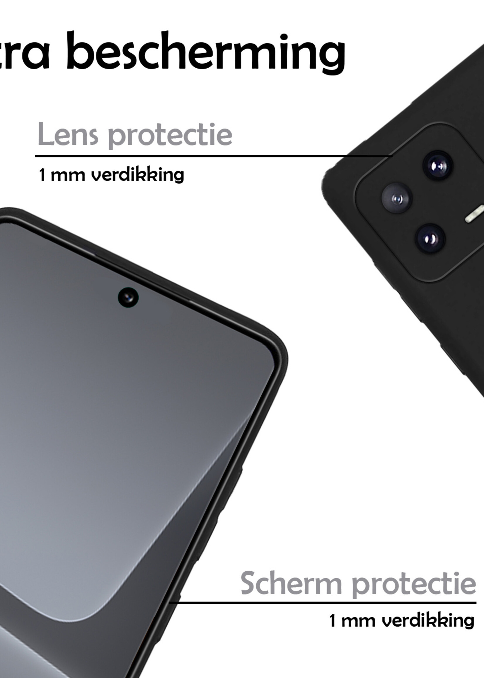 LUQ Hoesje Geschikt voor Xiaomi 13 Pro Hoesje Siliconen Case Met 2x Screenprotector - Hoes Geschikt voor Xiaomi 13 Pro Hoes Siliconen - Zwart