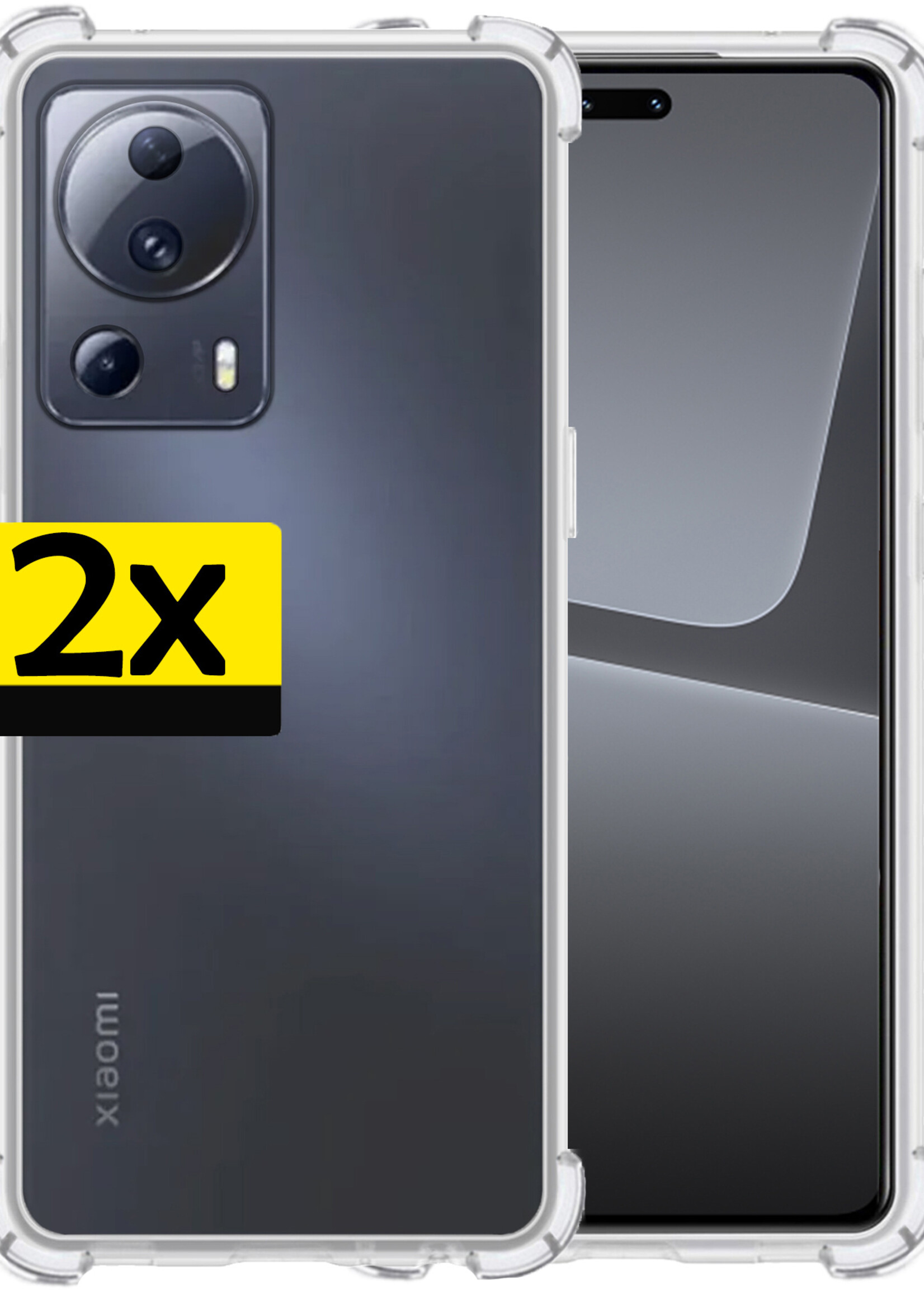 LUQ Hoesje Geschikt voor Xiaomi 13 Lite Hoesje Shockproof Case Siliconen - Hoes Geschikt voor Xiaomi 13 Lite Hoes Cover Siliconen - Transparant - 2 Stuks