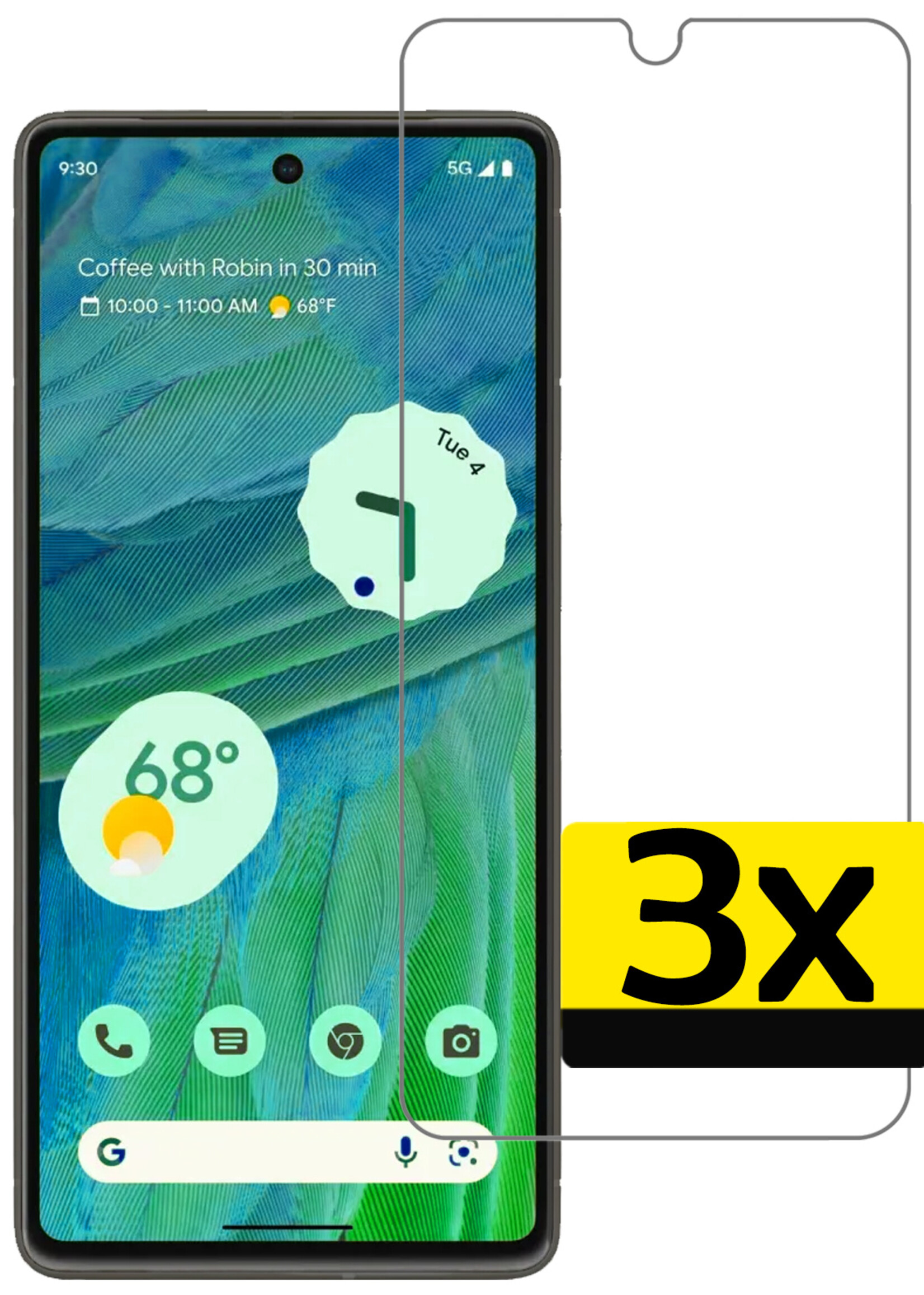 LUQ Screenprotector Geschikt voor Google Pixel 7A Screenprotector Beschermglas Gehard Glas - Screenprotector Geschikt voor Google Pixel 7A Screenprotector Glas - 3 Stuks