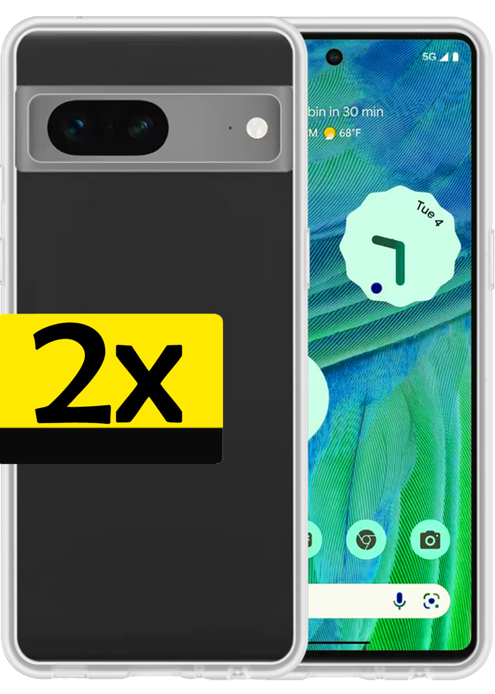 LUQ Hoesje Geschikt voor Google Pixel 7A Hoesje Siliconen Case - Hoes Geschikt voor Google Pixel 7A Hoes Siliconen - Transparant - 2 Stuks