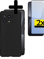LUQ LUQ Xiaomi 13 Pro Hoesje Siliconen Met 2x Screenprotector - Zwart