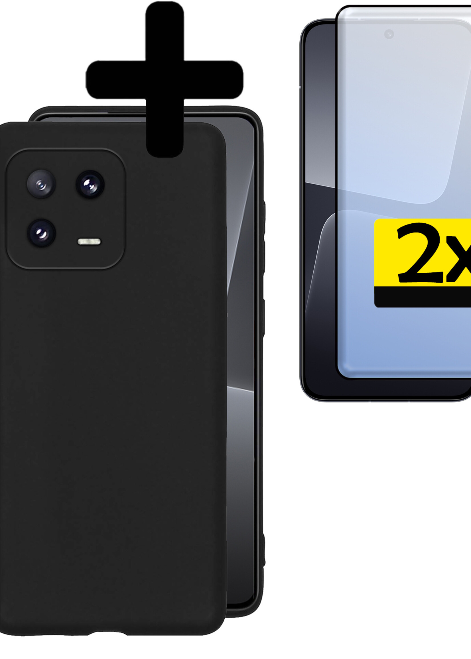 LUQ Hoesje Geschikt voor Xiaomi 13 Pro Hoesje Siliconen Case Met 2x Screenprotector - Hoes Geschikt voor Xiaomi 13 Pro Hoes Siliconen - Zwart
