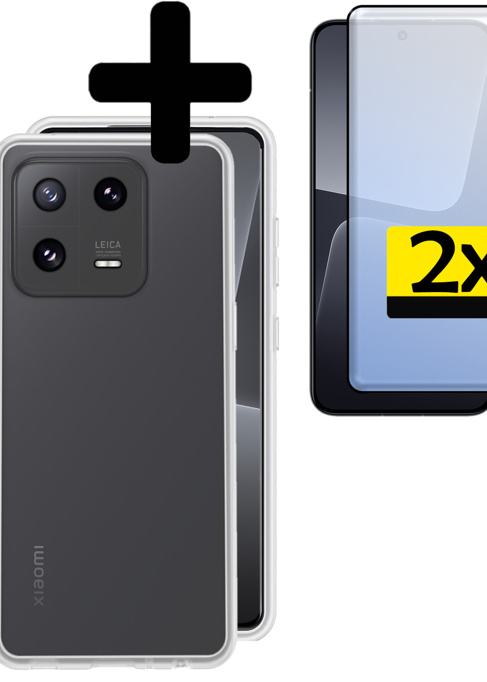 LUQ Hoesje Geschikt voor Xiaomi 13 Pro Hoesje Siliconen Case Met 2x Screenprotector - Hoes Geschikt voor Xiaomi 13 Pro Hoes Siliconen - Transparant