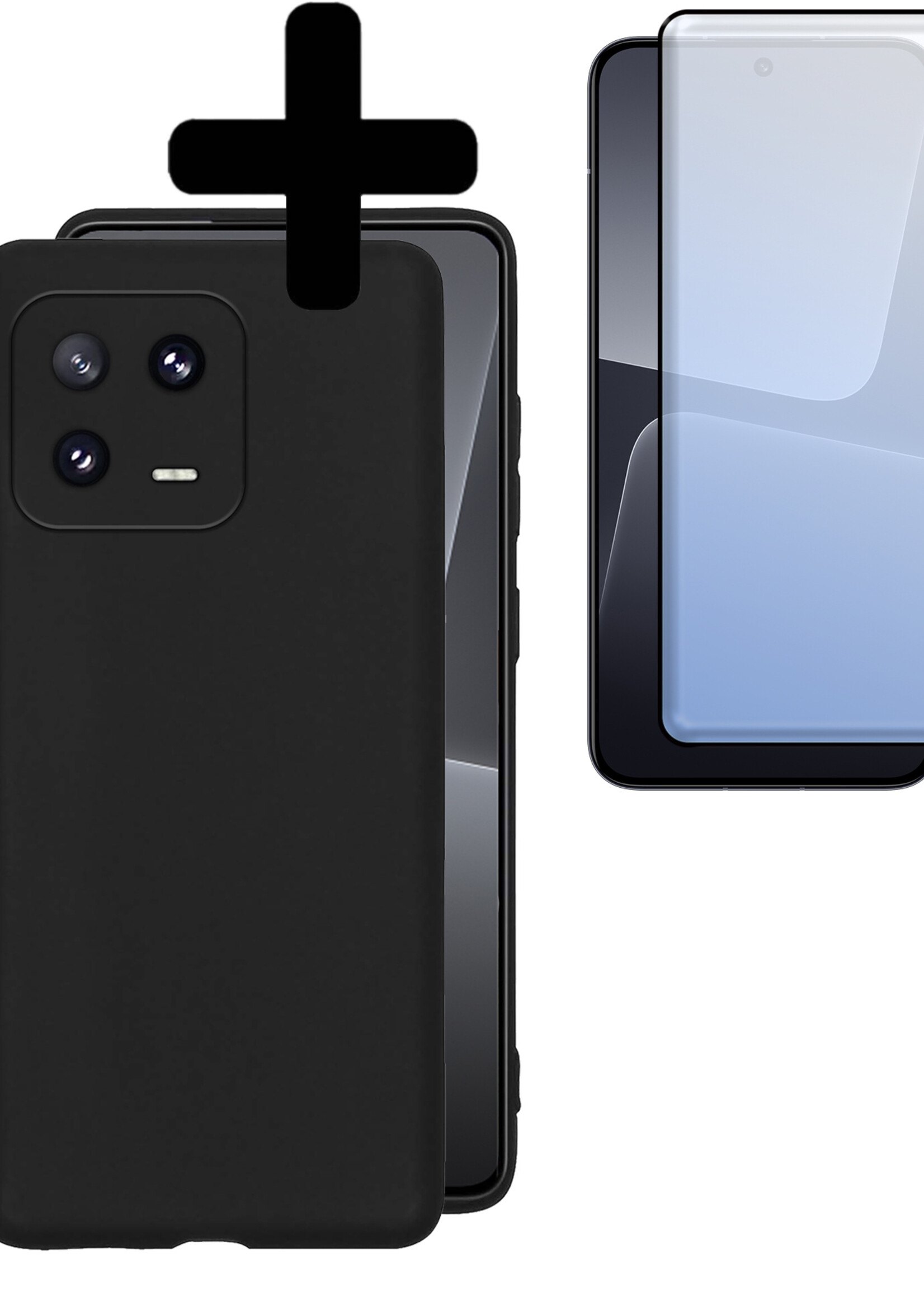 LUQ Hoesje Geschikt voor Xiaomi 13 Pro Hoesje Siliconen Case Met Screenprotector - Hoes Geschikt voor Xiaomi 13 Pro Hoes Siliconen - Zwart