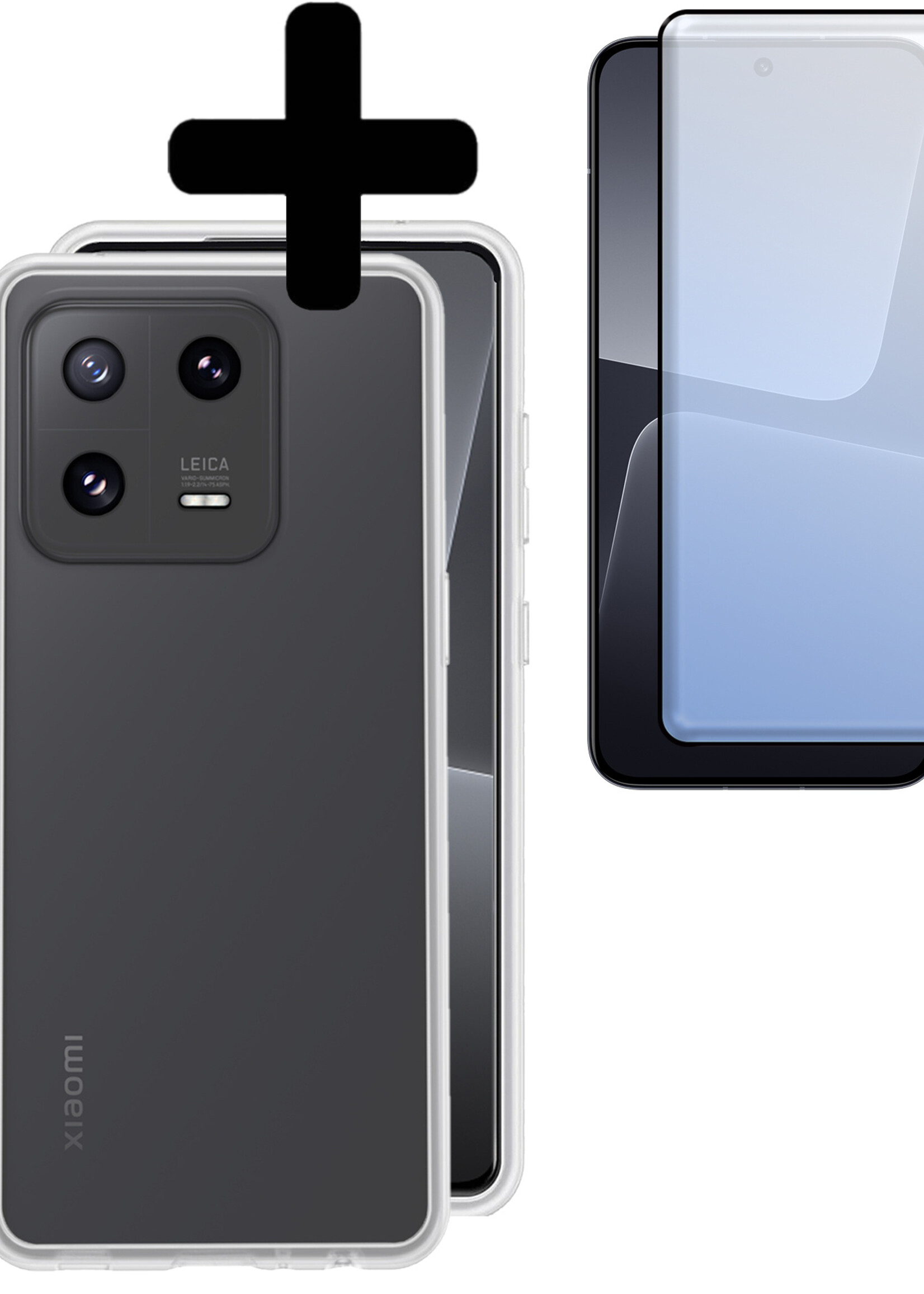 LUQ Hoesje Geschikt voor Xiaomi 13 Pro Hoesje Siliconen Case Met Screenprotector - Hoes Geschikt voor Xiaomi 13 Pro Hoes Siliconen - Transparant