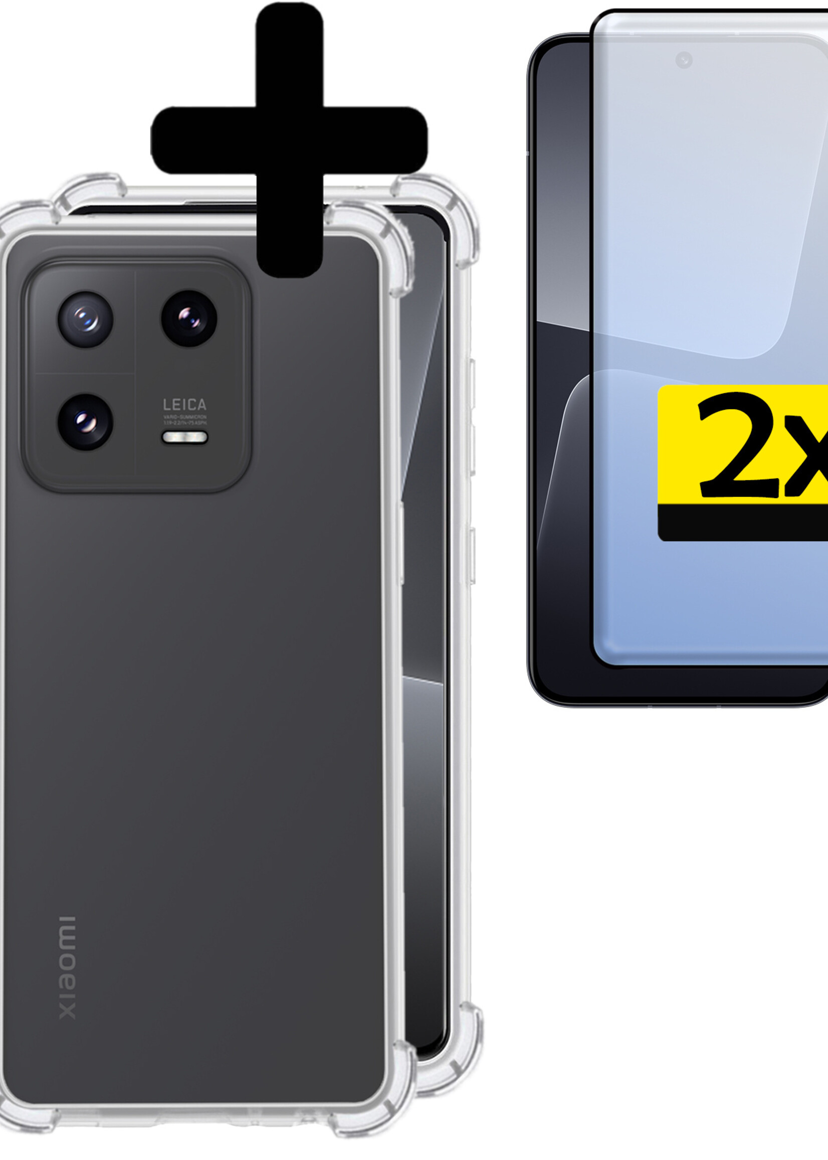 LUQ Hoesje Geschikt voor Xiaomi 13 Pro Hoesje Shockproof Case Siliconen Met 2x Screenprotector - Hoes Geschikt voor Xiaomi 13 Pro Hoes Cover Siliconen - Transparant