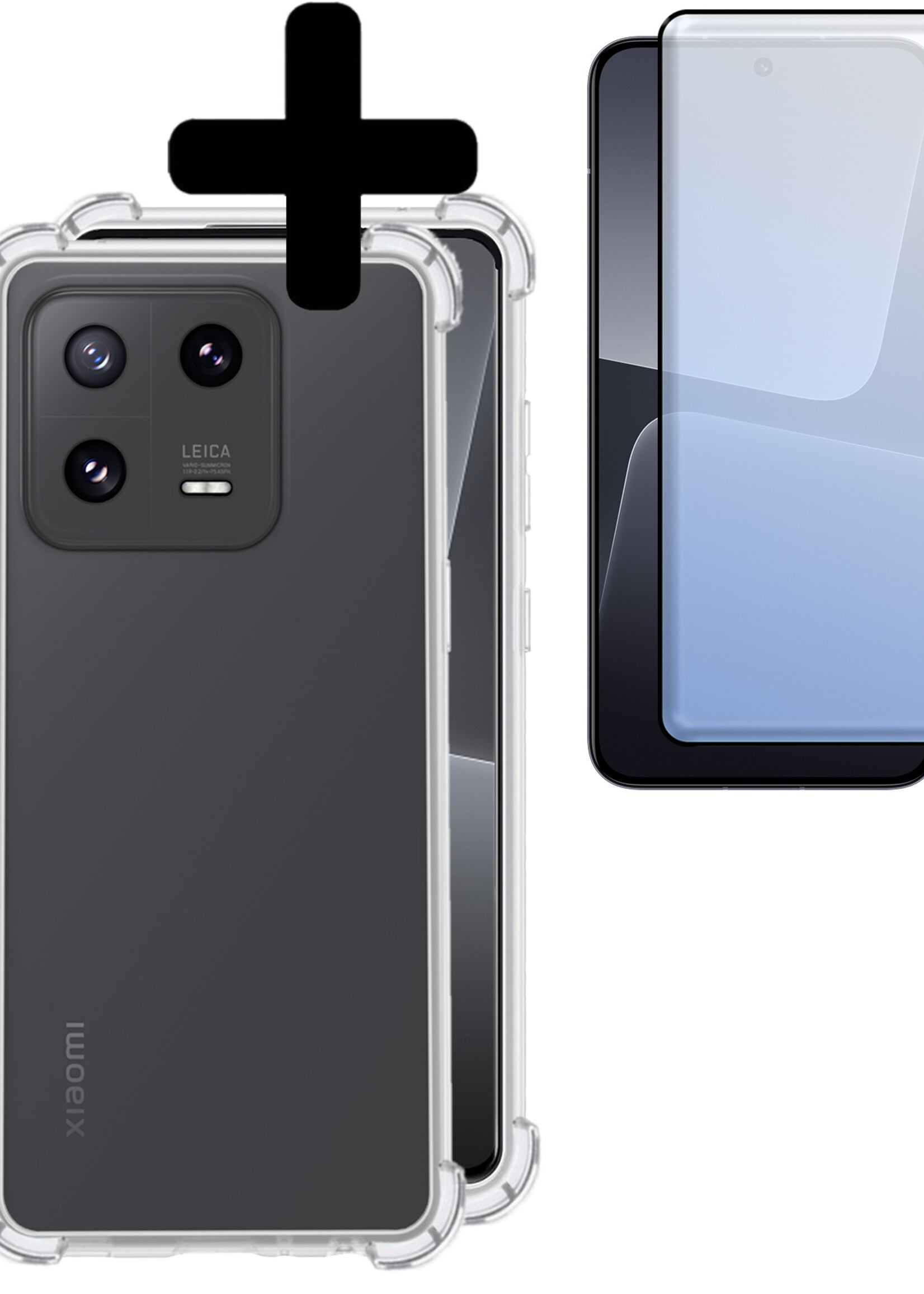 LUQ Hoesje Geschikt voor Xiaomi 13 Pro Hoesje Shockproof Case Siliconen Met Screenprotector - Hoes Geschikt voor Xiaomi 13 Pro Hoes Cover Siliconen - Transparant