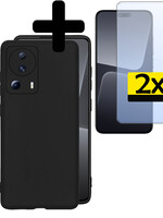 LUQ LUQ Xiaomi 13 Lite Hoesje Siliconen Met 2x Screenprotector - Zwart
