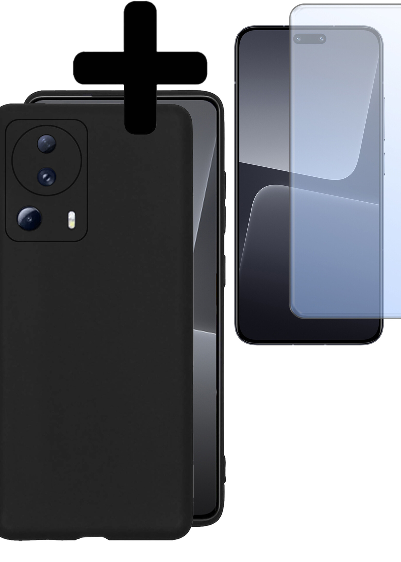 LUQ Hoesje Geschikt voor Xiaomi 13 Lite Hoesje Siliconen Case Met Screenprotector - Hoes Geschikt voor Xiaomi 13 Lite Hoes Siliconen - Zwart