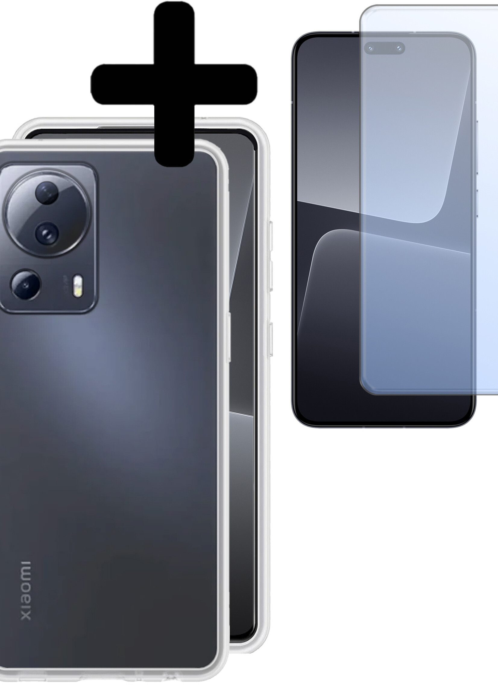 LUQ Hoesje Geschikt voor Xiaomi 13 Lite Hoesje Siliconen Case Met Screenprotector - Hoes Geschikt voor Xiaomi 13 Lite Hoes Siliconen - Transparant