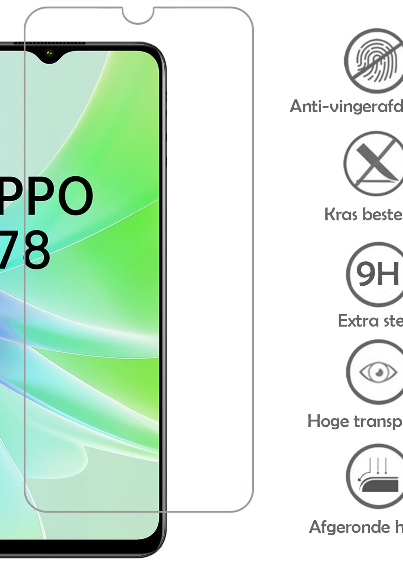 LUQ Hoesje Geschikt voor OPPO A78 5G Hoesje Siliconen Case Met Screenprotector - Hoes Geschikt voor OPPO A78 Hoes Siliconen - Transparant