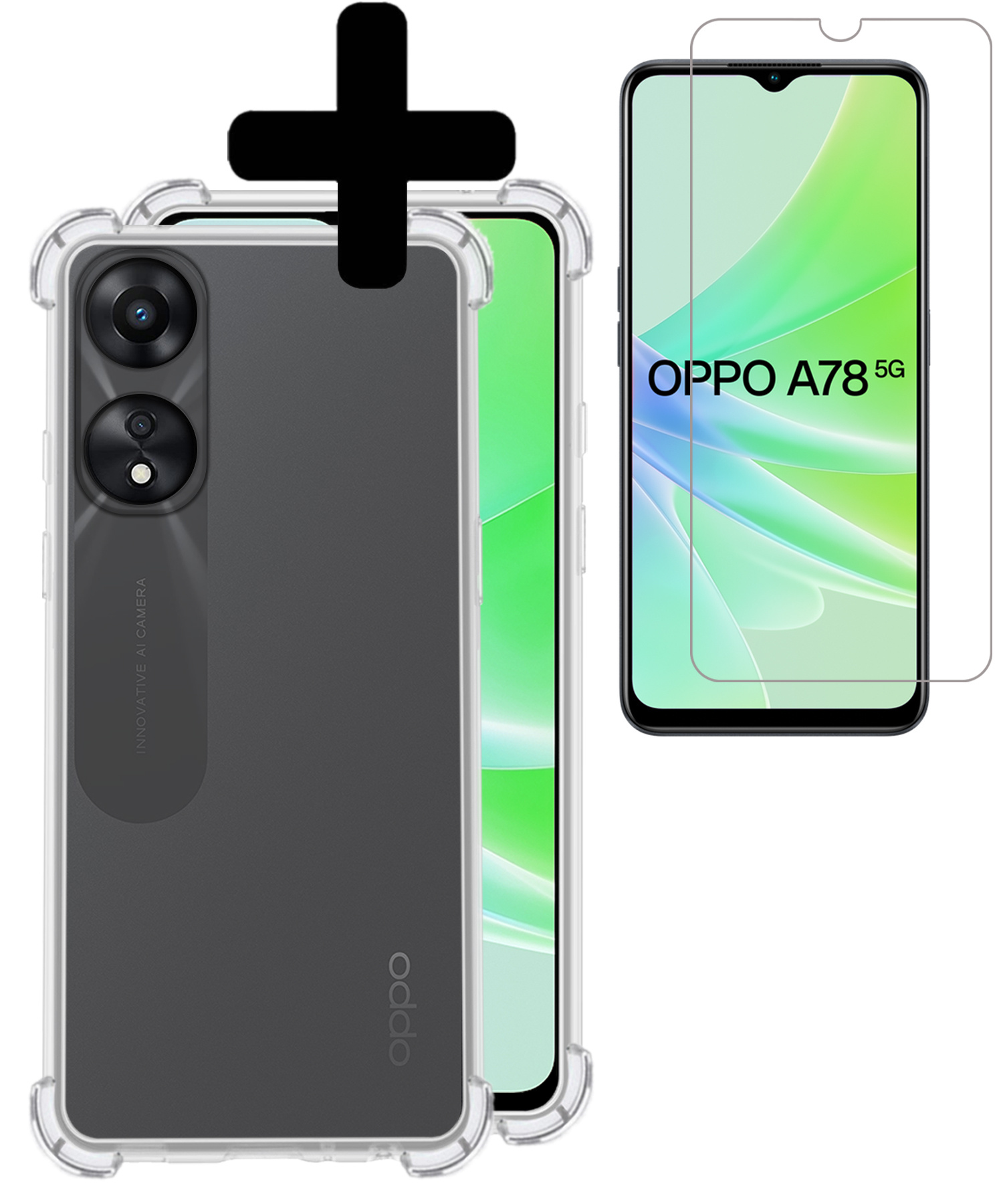 XINYEXIN Compatible With Oppo A78 5G Case With Ring Holder, PC TPU Shockproof Bumper Case Protective Cover - Royal Blue