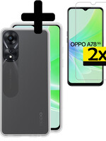 LUQ LUQ OPPO A78 Hoesje Siliconen Met 2x Screenprotector - Transparant