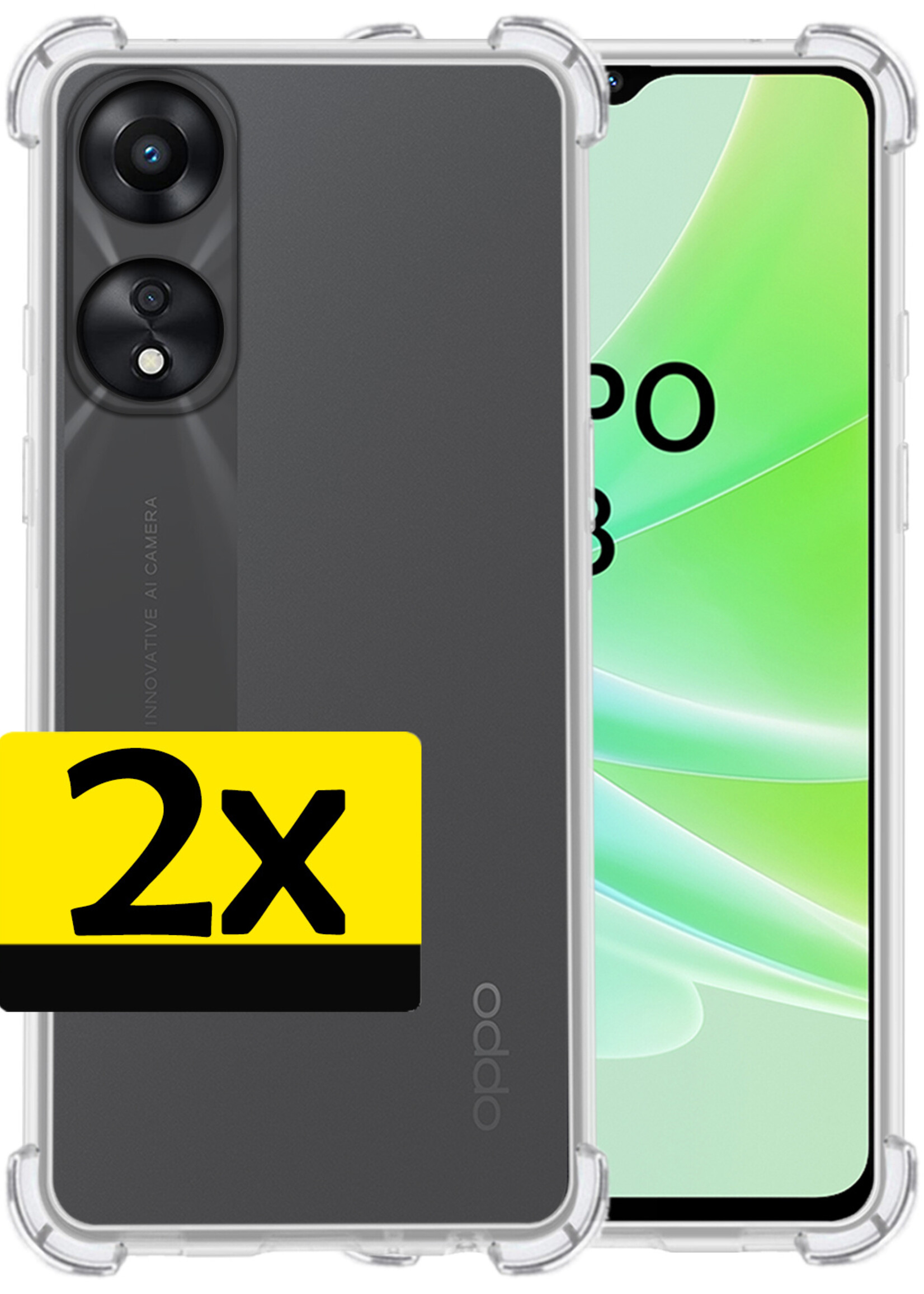 LUQ Hoesje Geschikt voor OPPO A78 5G Hoesje Shockproof Case Siliconen - Hoes Geschikt voor OPPO A78 Hoes Cover Siliconen - Transparant - 2 Stuks