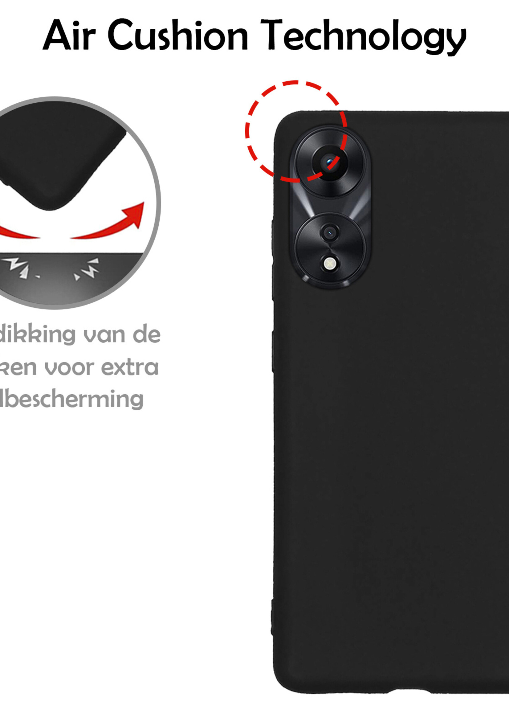 LUQ Hoesje Geschikt voor OPPO A78 5G Hoesje Siliconen Case - Hoes Geschikt voor OPPO A78 Hoes Siliconen - Zwart