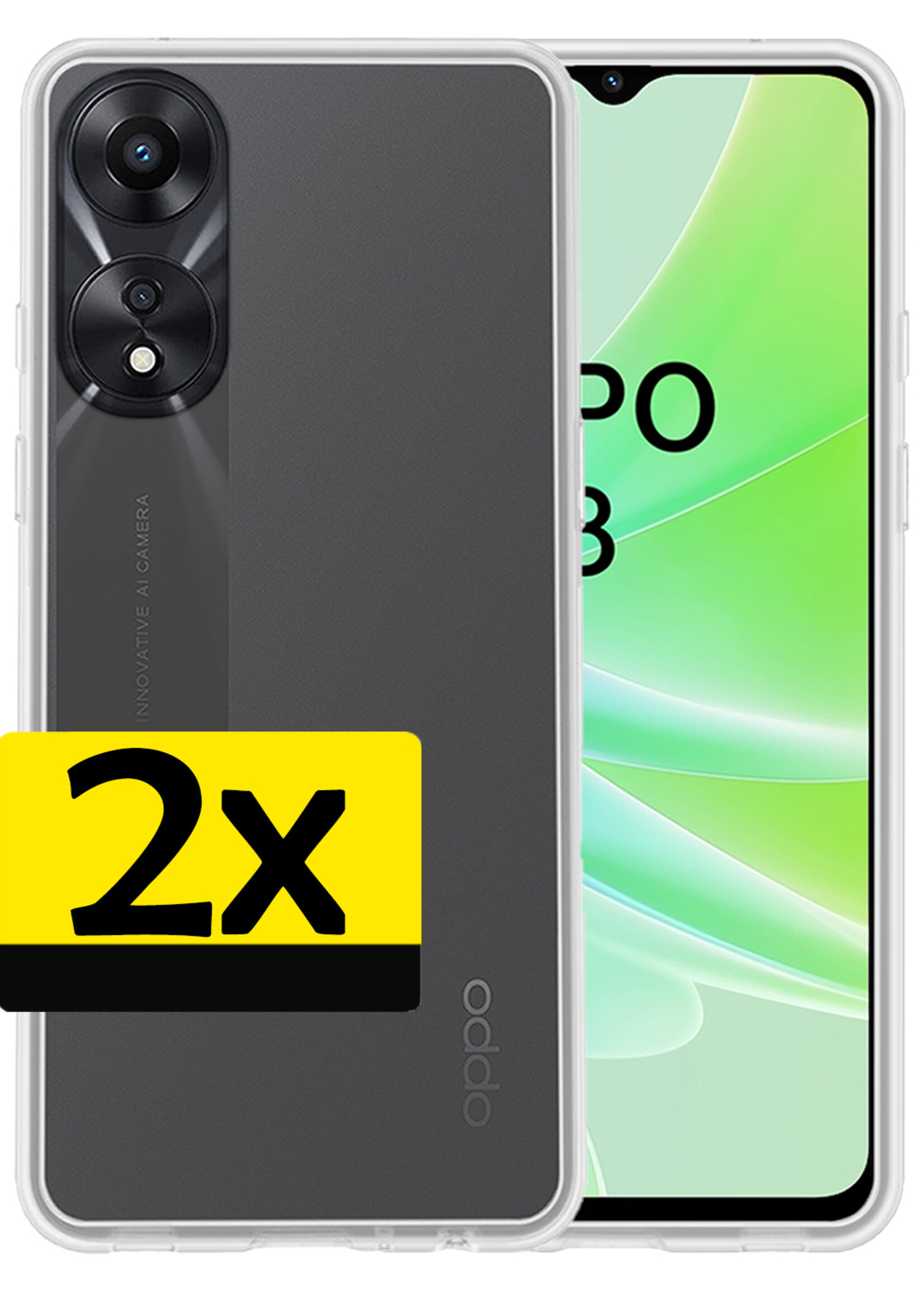LUQ Hoesje Geschikt voor OPPO A78 5G Hoesje Siliconen Case - Hoes Geschikt voor OPPO A78 Hoes Siliconen - Transparant - 2 Stuks