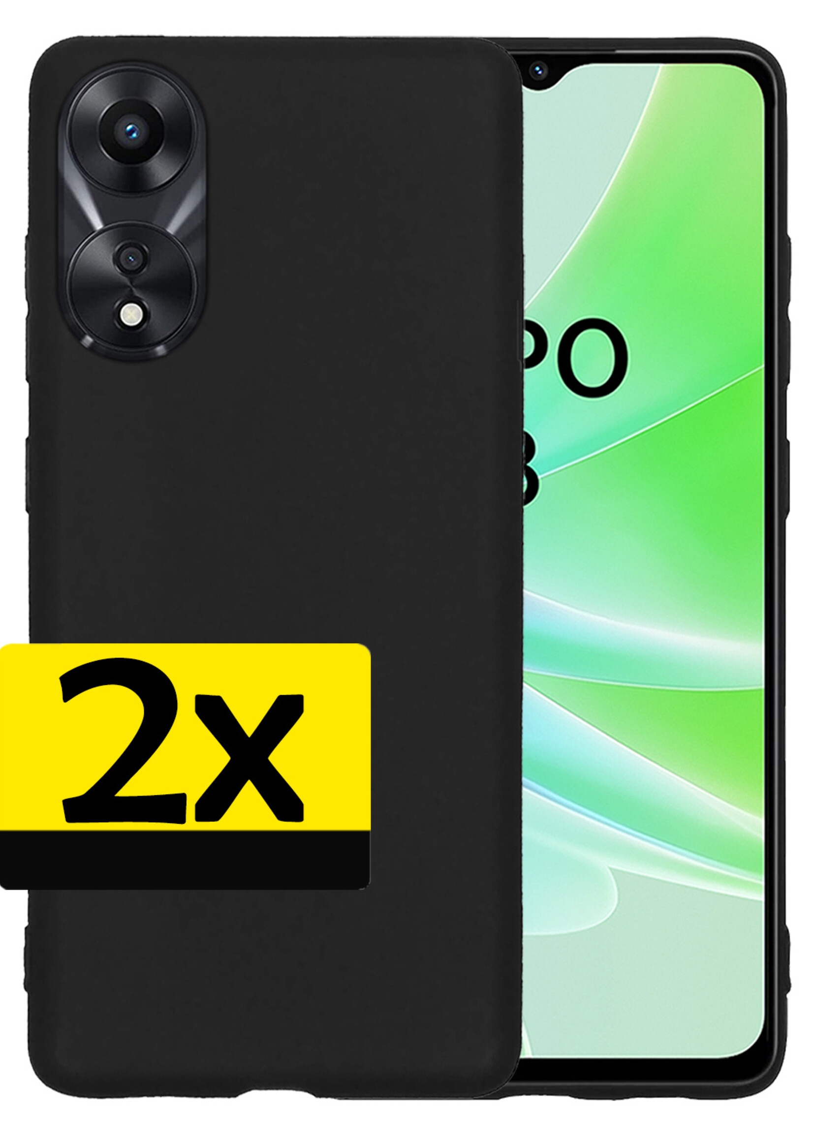 LUQ Hoesje Geschikt voor OPPO A78 5G Hoesje Siliconen Case - Hoes Geschikt voor OPPO A78 Hoes Siliconen - Zwart - 2 Stuks