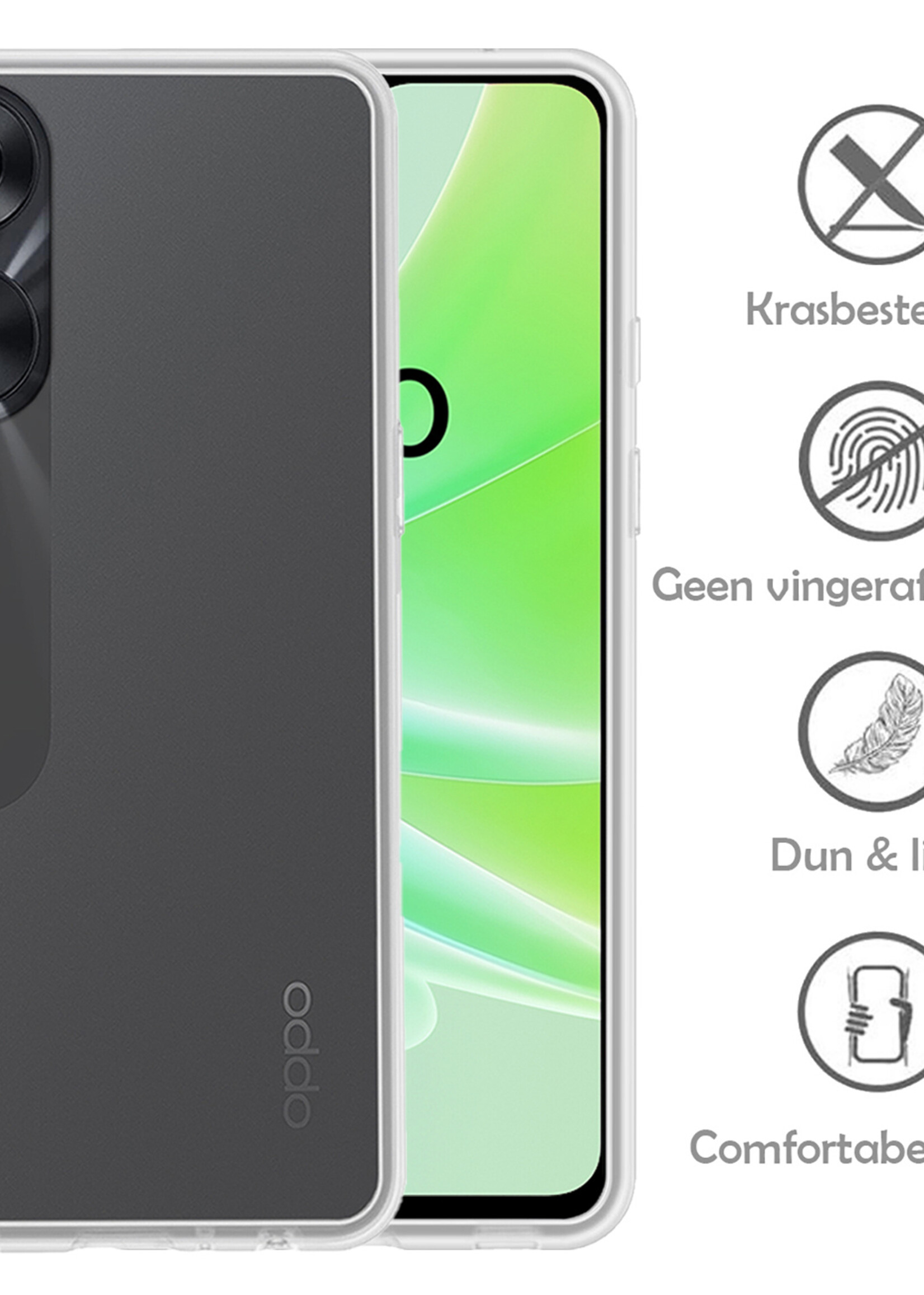 LUQ Hoesje Geschikt voor OPPO A78 5G Hoesje Siliconen Case Met Screenprotector - Hoes Geschikt voor OPPO A78 Hoes Siliconen - Transparant