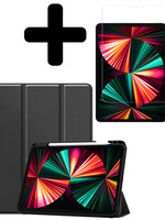 LUQ LUQ iPad Pro 12.9 inch (2021) Hoesje Met Screenprotector En Pencil Houder - Zwart